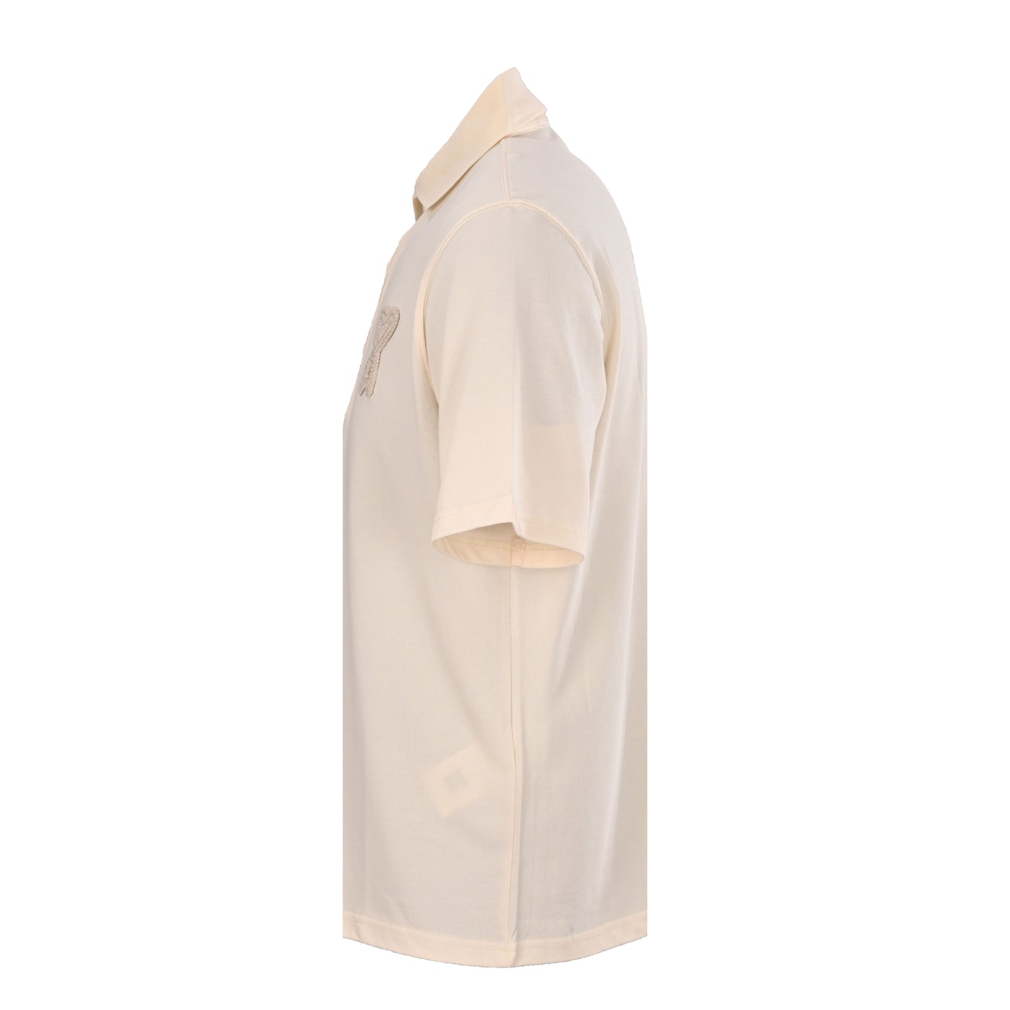 AMI Paris Oversized Ami de Cœur Piqué Cotton Polo Shirt — Ecru