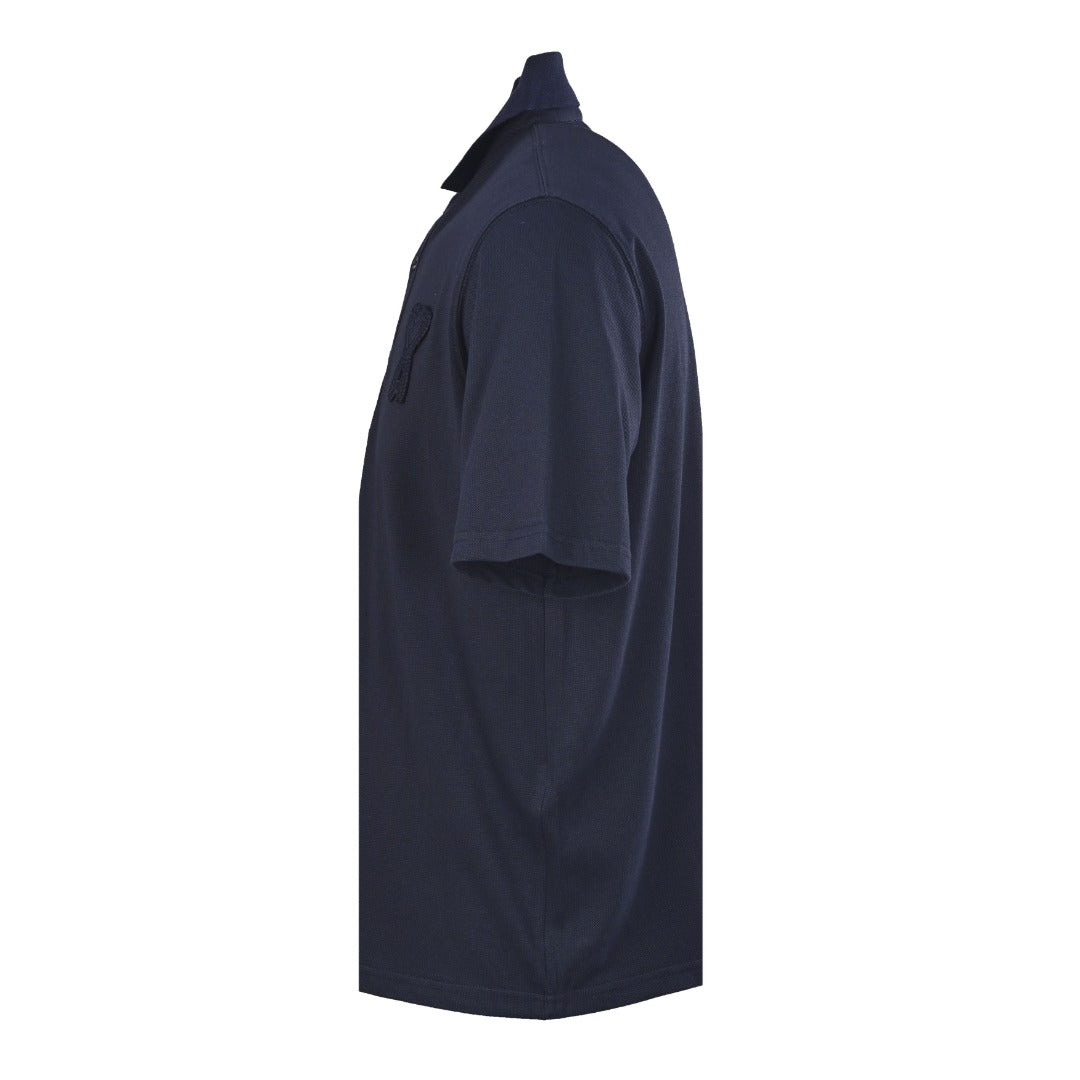 AMI Paris Oversized Ami de Cœur Piqué Cotton Polo Shirt — Navy