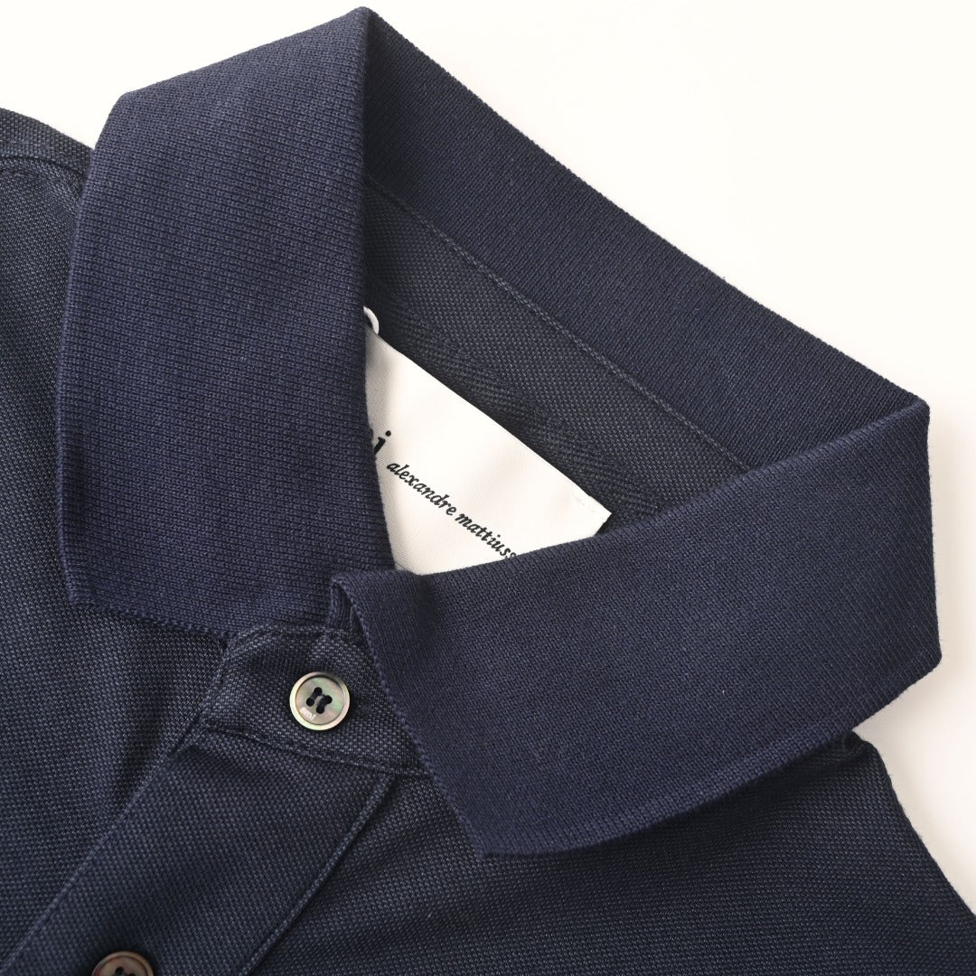 AMI Paris Oversized Ami de Cœur Piqué Cotton Polo Shirt — Navy