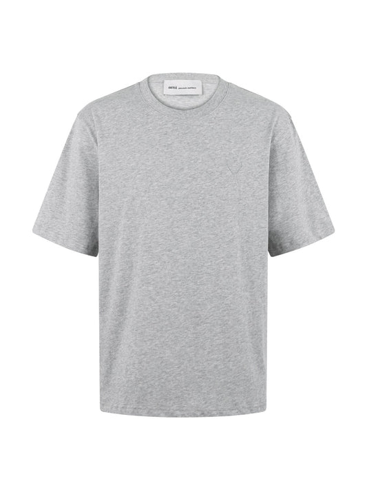 AMI Paris Boxy Fit Cotton T-Shirt — Light Grey Melange