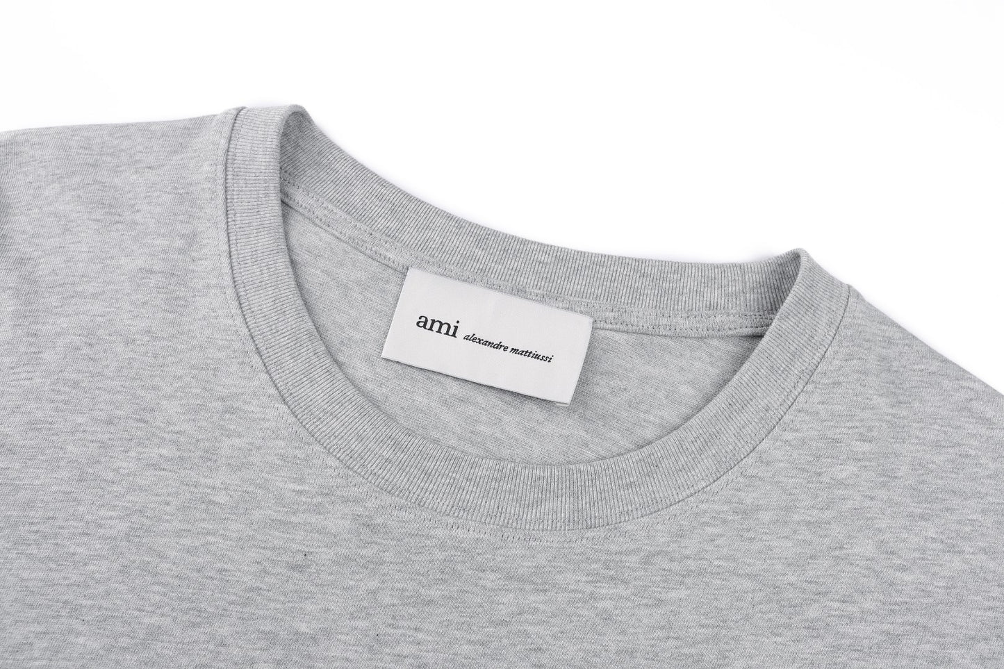 AMI Paris Boxy Fit Cotton T-Shirt — Light Grey Melange