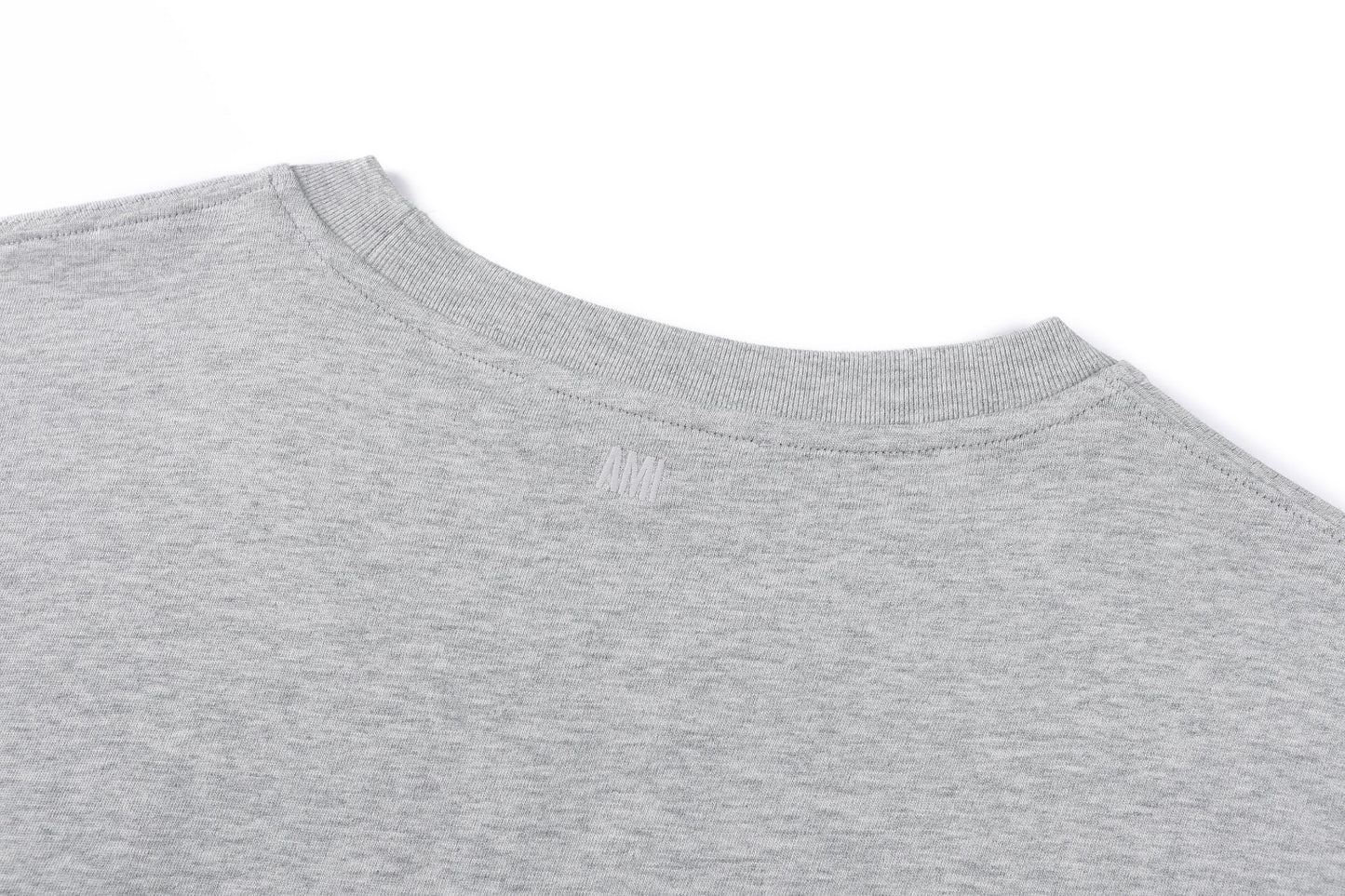 AMI Paris Boxy Fit Cotton T-Shirt — Light Grey Melange