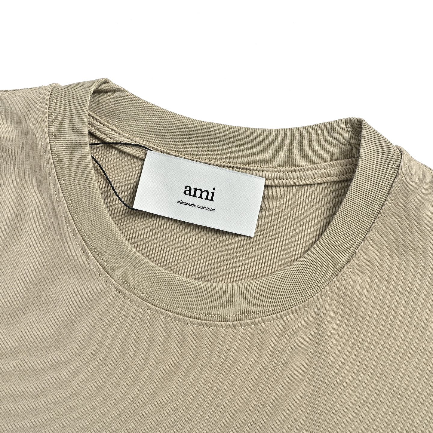 AMI Paris Ami de Cœur Boxy Fit Cotton T-Shirt — Sand