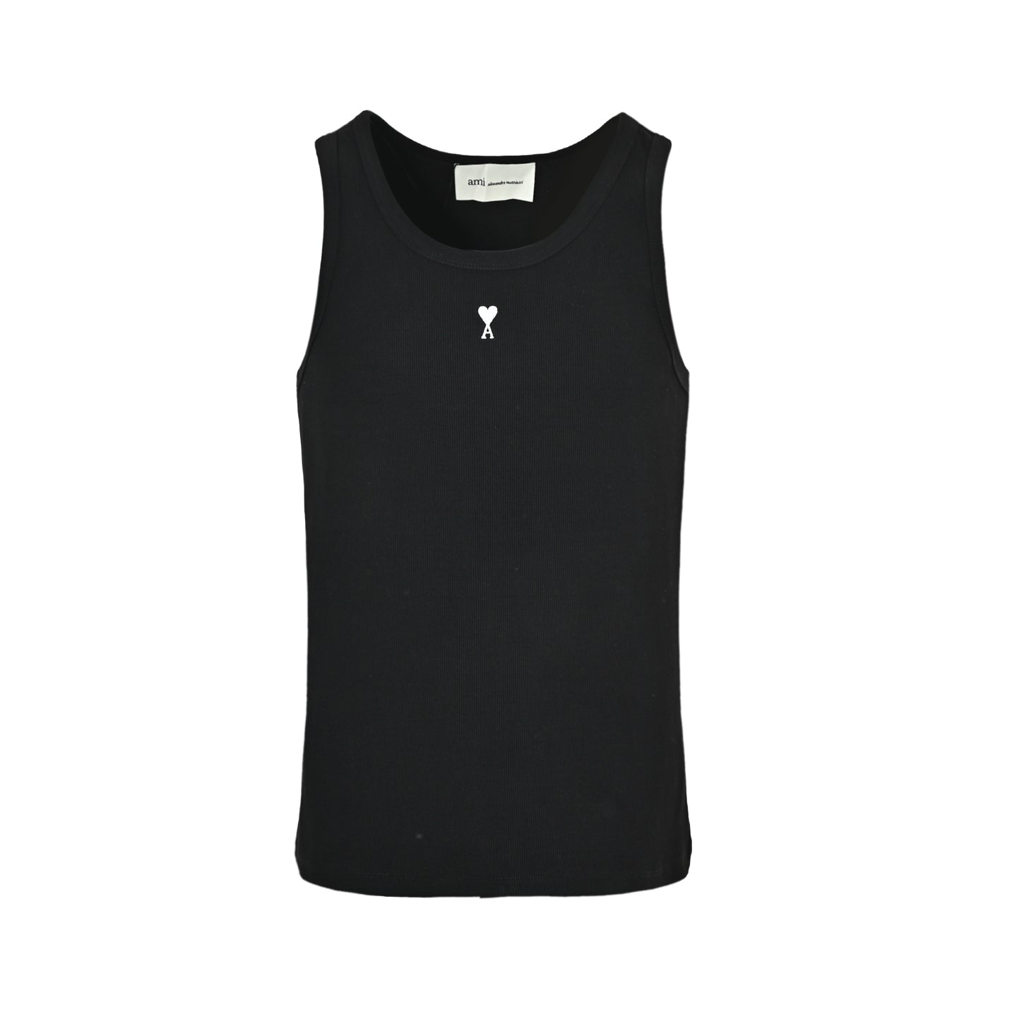 AMI Paris Ami de Cœur Embroidered Cotton Tank Top — Black