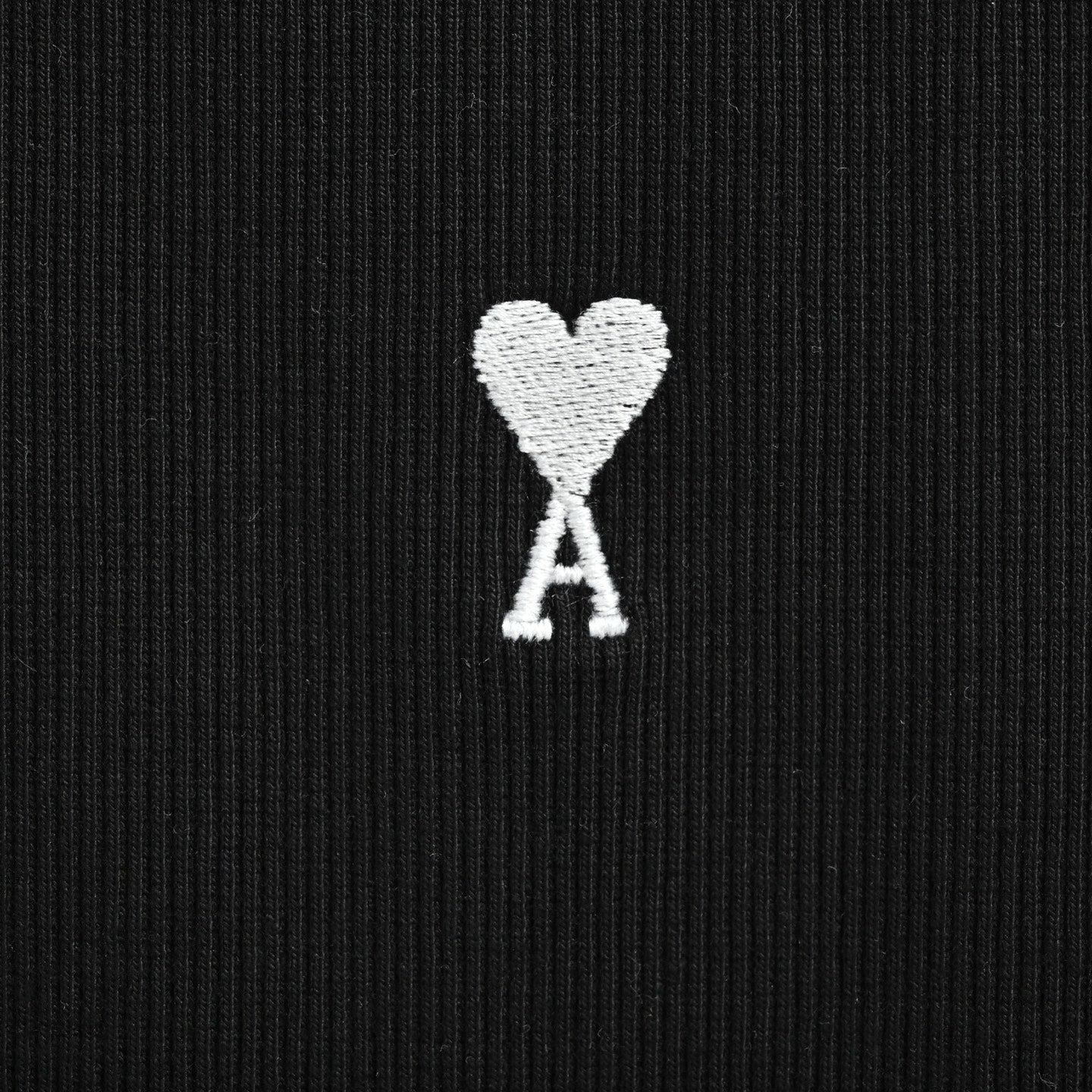 AMI Paris Ami de Cœur Embroidered Cotton Tank Top — Black