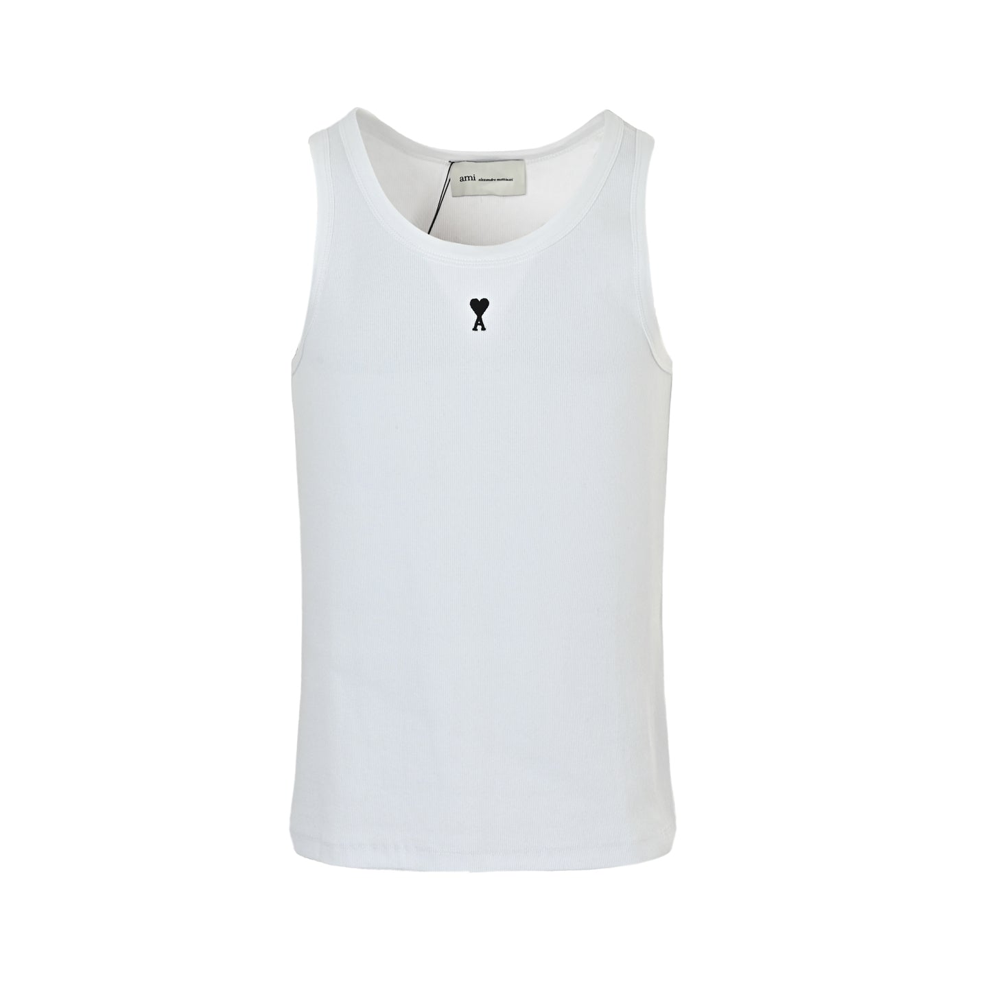 AMI Paris Ami de Cœur Embroidered Cotton Tank Top — White