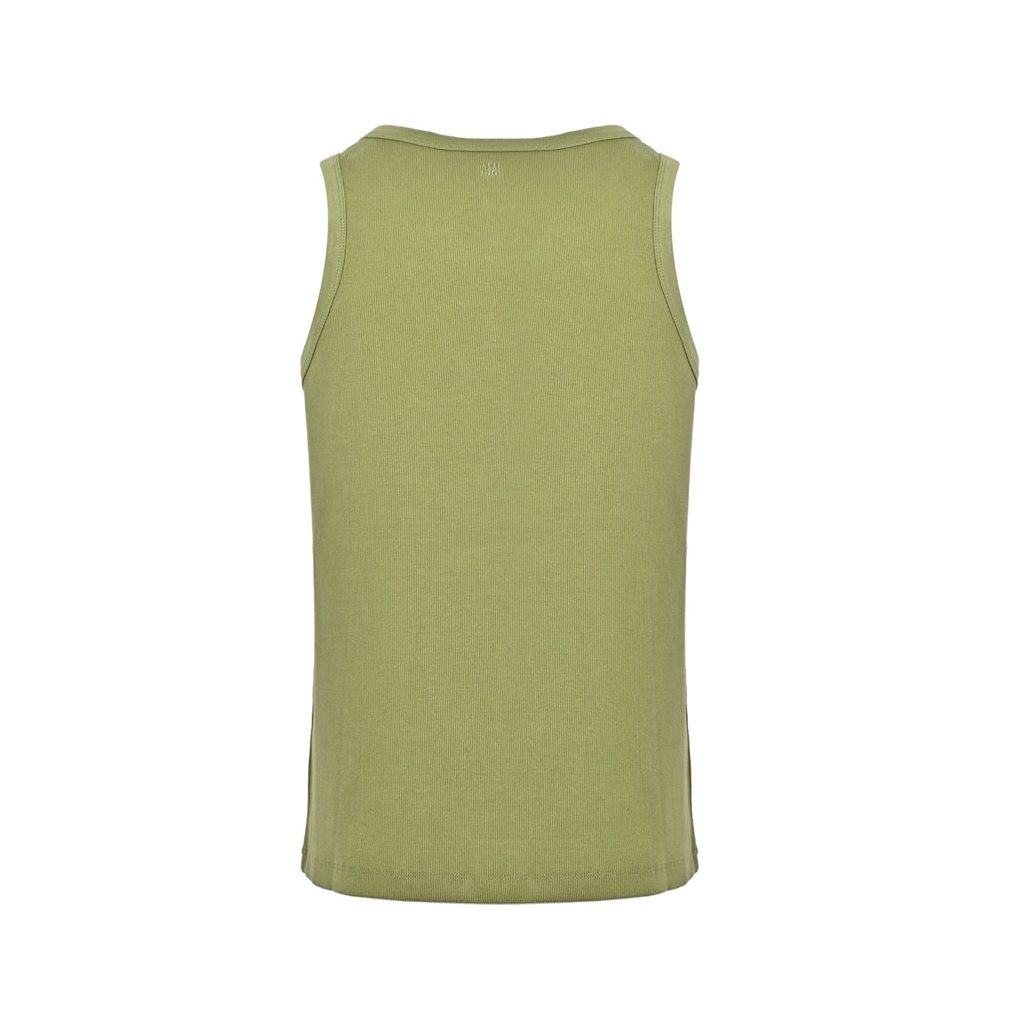 AMI Paris Ami de Cœur Ribbed Cotton Tank Top — Olive