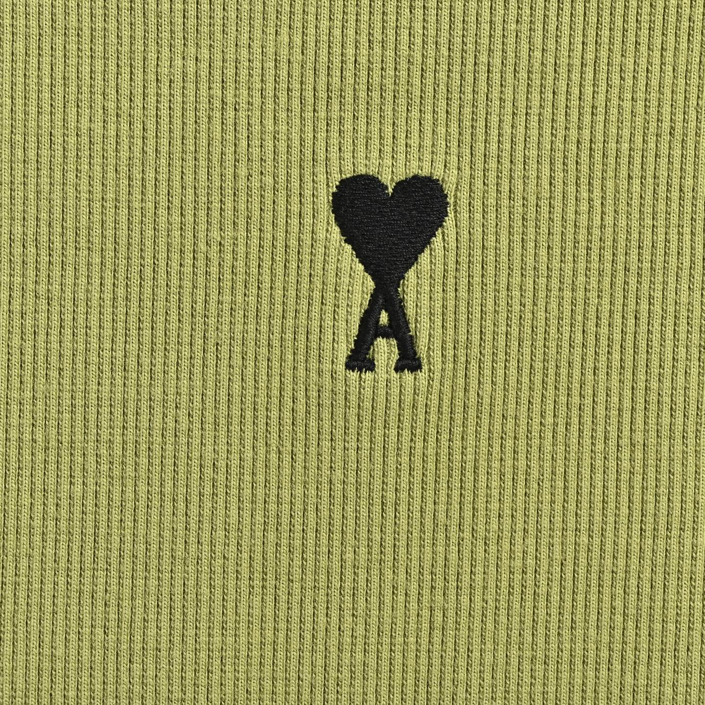 AMI Paris Ami de Cœur Ribbed Cotton Tank Top — Olive
