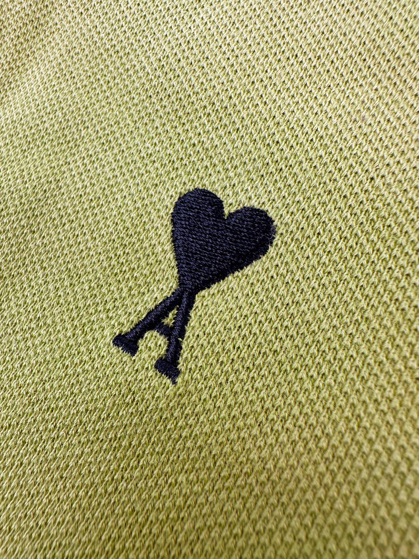 AMI Paris Ami de Cœur Piqué Cotton Polo Shirt — Chartreuse