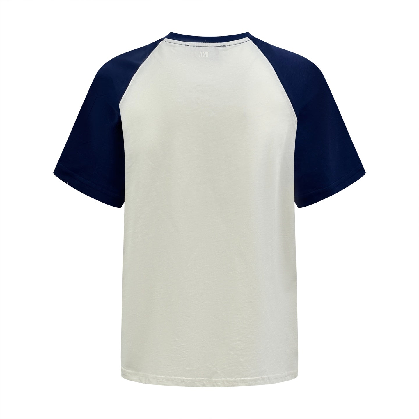 AMI Paris Ami de Cœur Chenille Patch Raglan T-Shirt — White/Navy