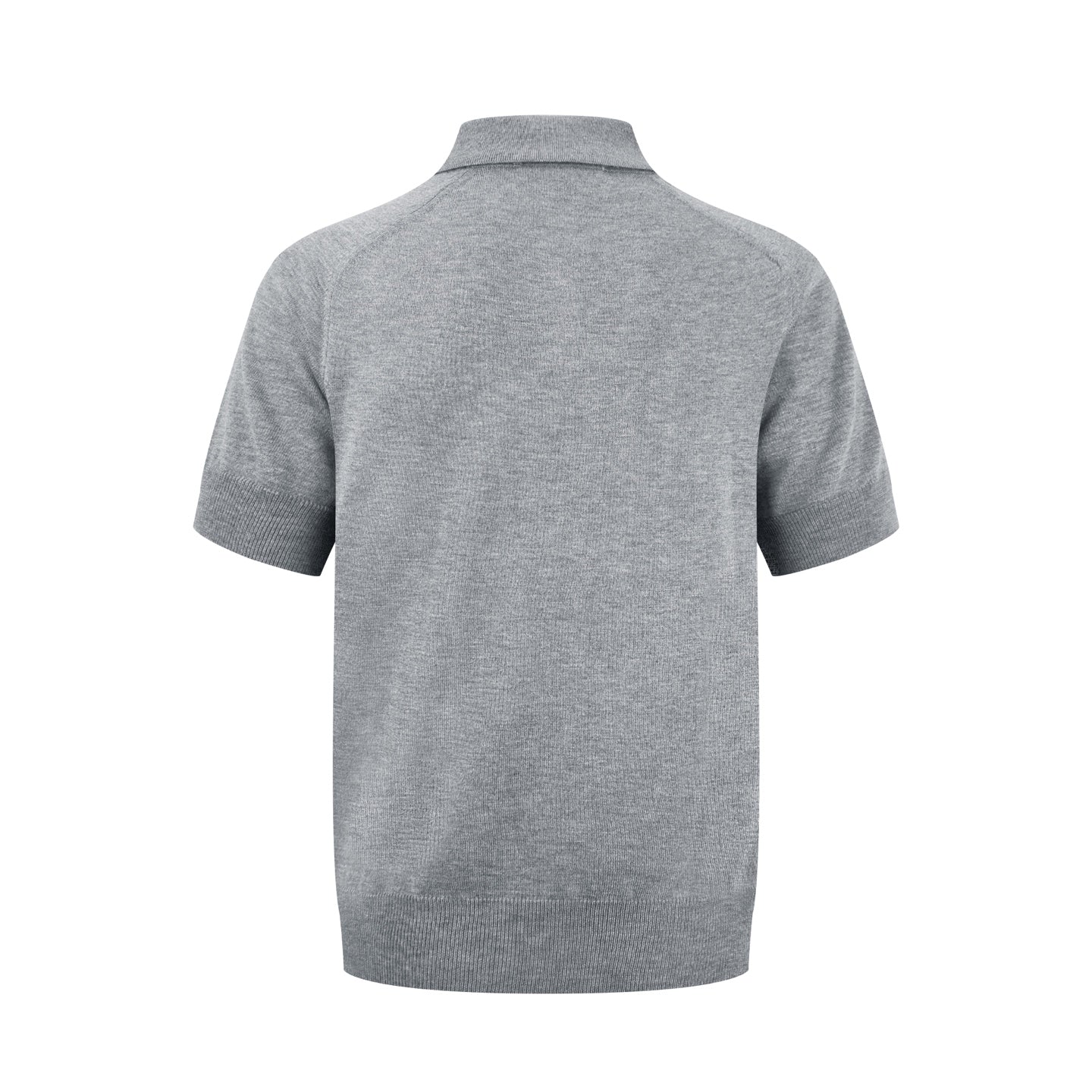 AMI Paris Ami de Cœur Knitted Polo Shirt — Grey Melange