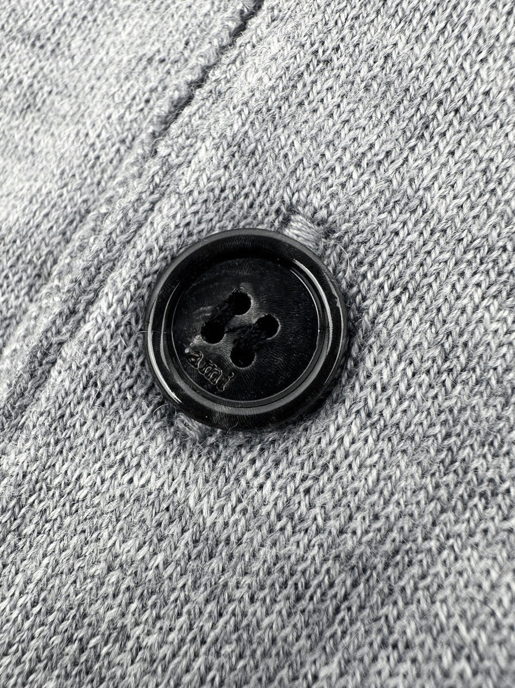 AMI Paris Ami de Cœur Knitted Polo Shirt — Grey Melange