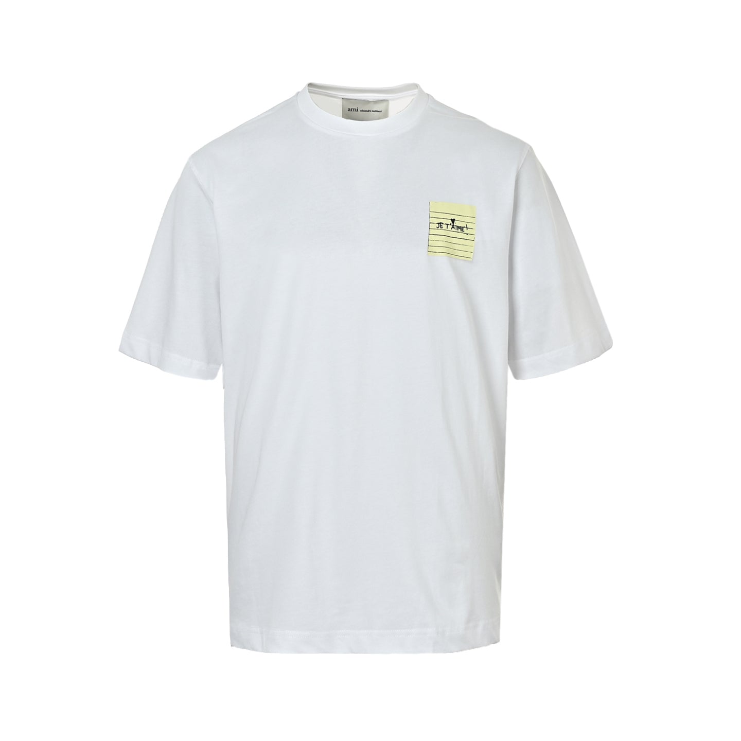 AMI Paris Je T’Aime Sticky Note Patch Cotton T-Shirt — White