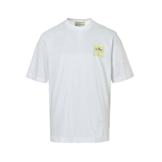 AMI Paris Je T’Aime Sticky Note Patch Cotton T-Shirt — White