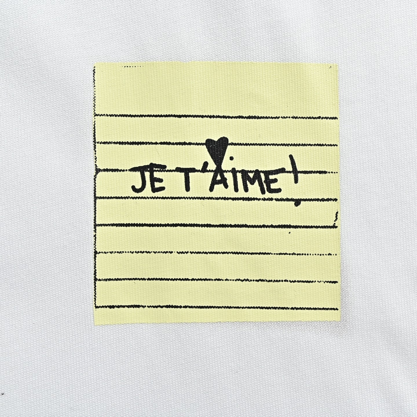 AMI Paris Je T’Aime Sticky Note Patch Cotton T-Shirt — White