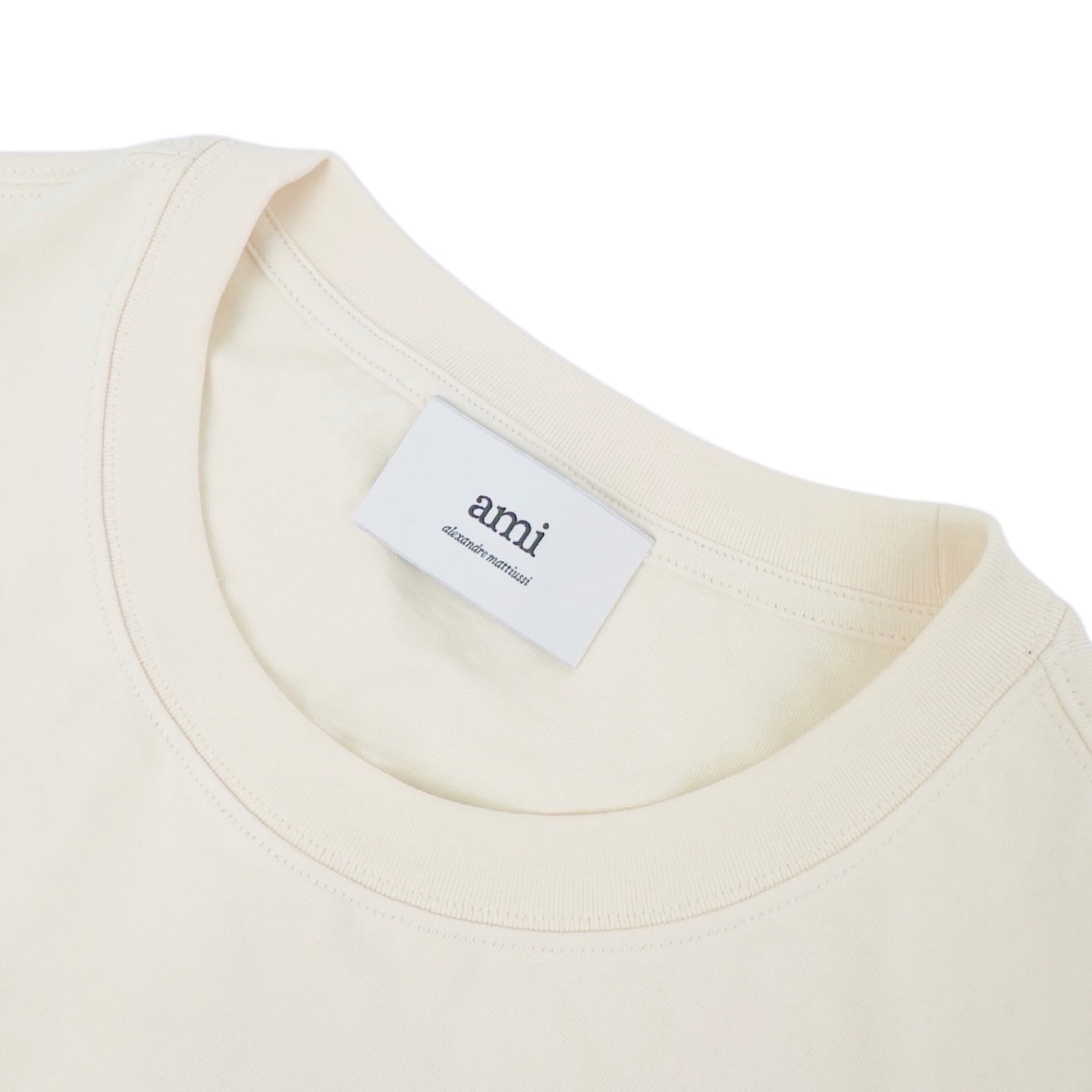 AMI Paris Ami de Cœur Tonal Embossed Cotton T-Shirt — Ecru
