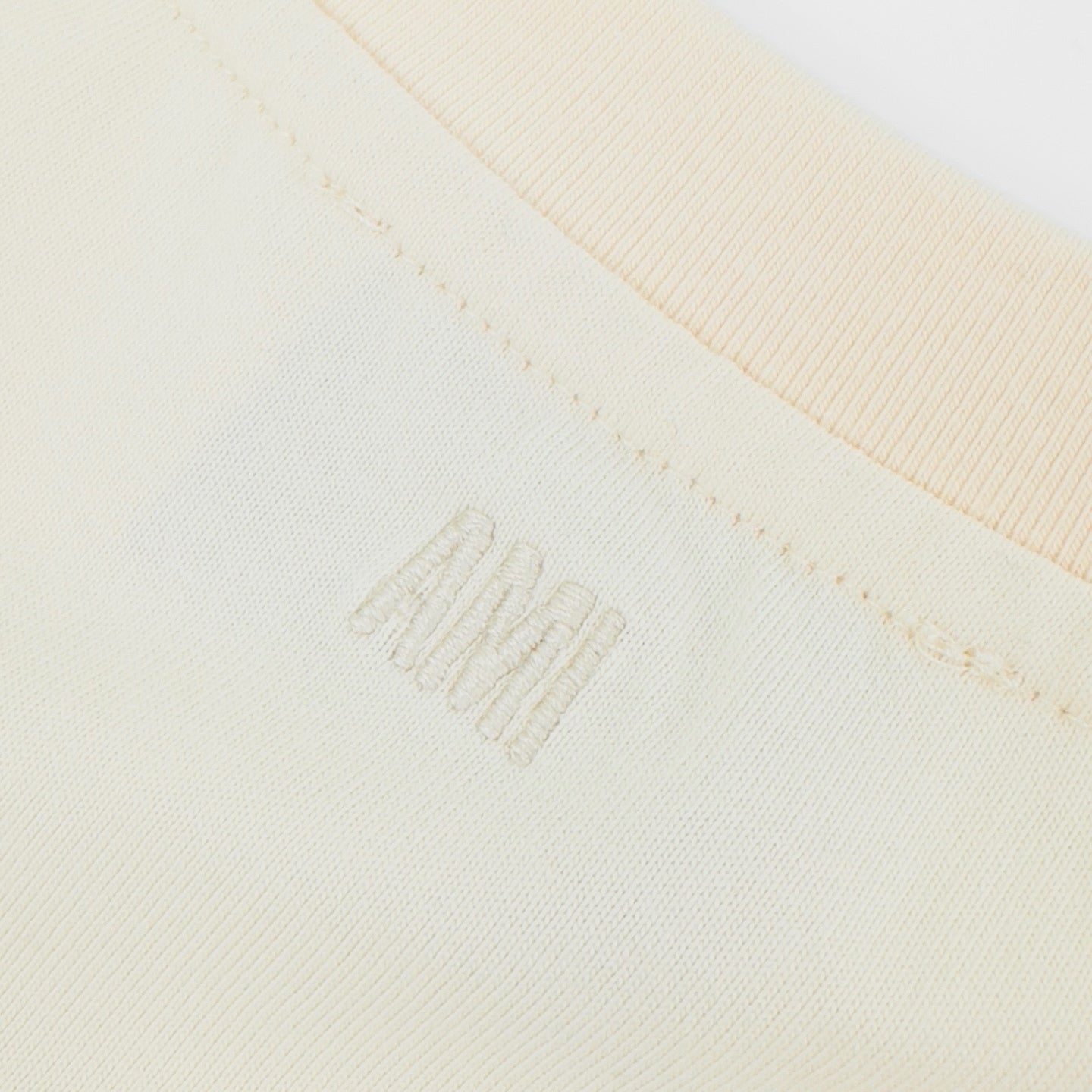 AMI Paris Ami de Cœur Tonal Embossed Cotton T-Shirt — Ecru