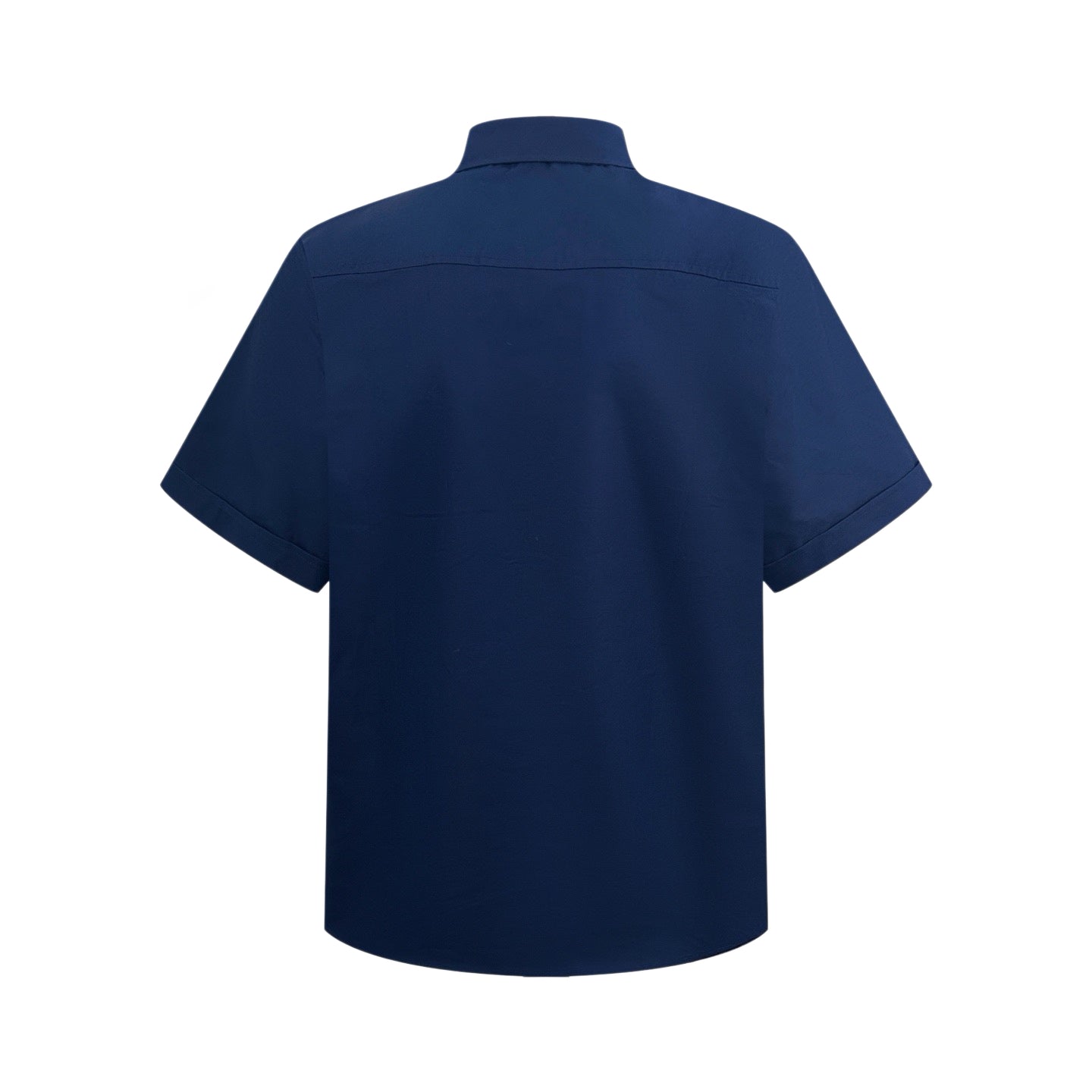 AMI Paris Oxford Cotton Short-Sleeve Shirt — Navy