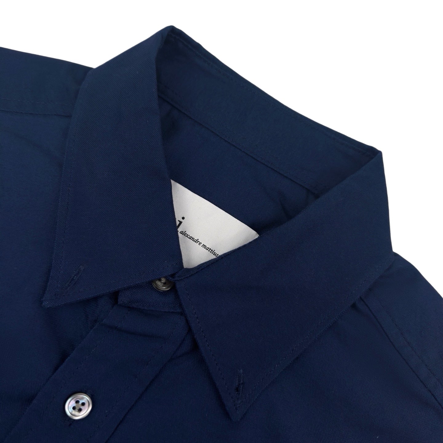 AMI Paris Oxford Cotton Short-Sleeve Shirt — Navy