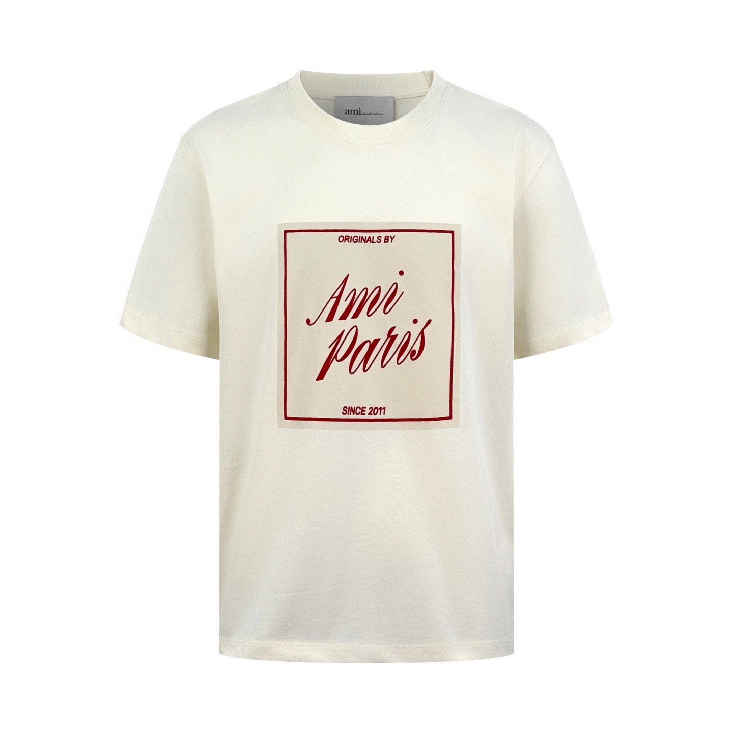 AMI Paris Graphic Patch T-Shirt — Ecru