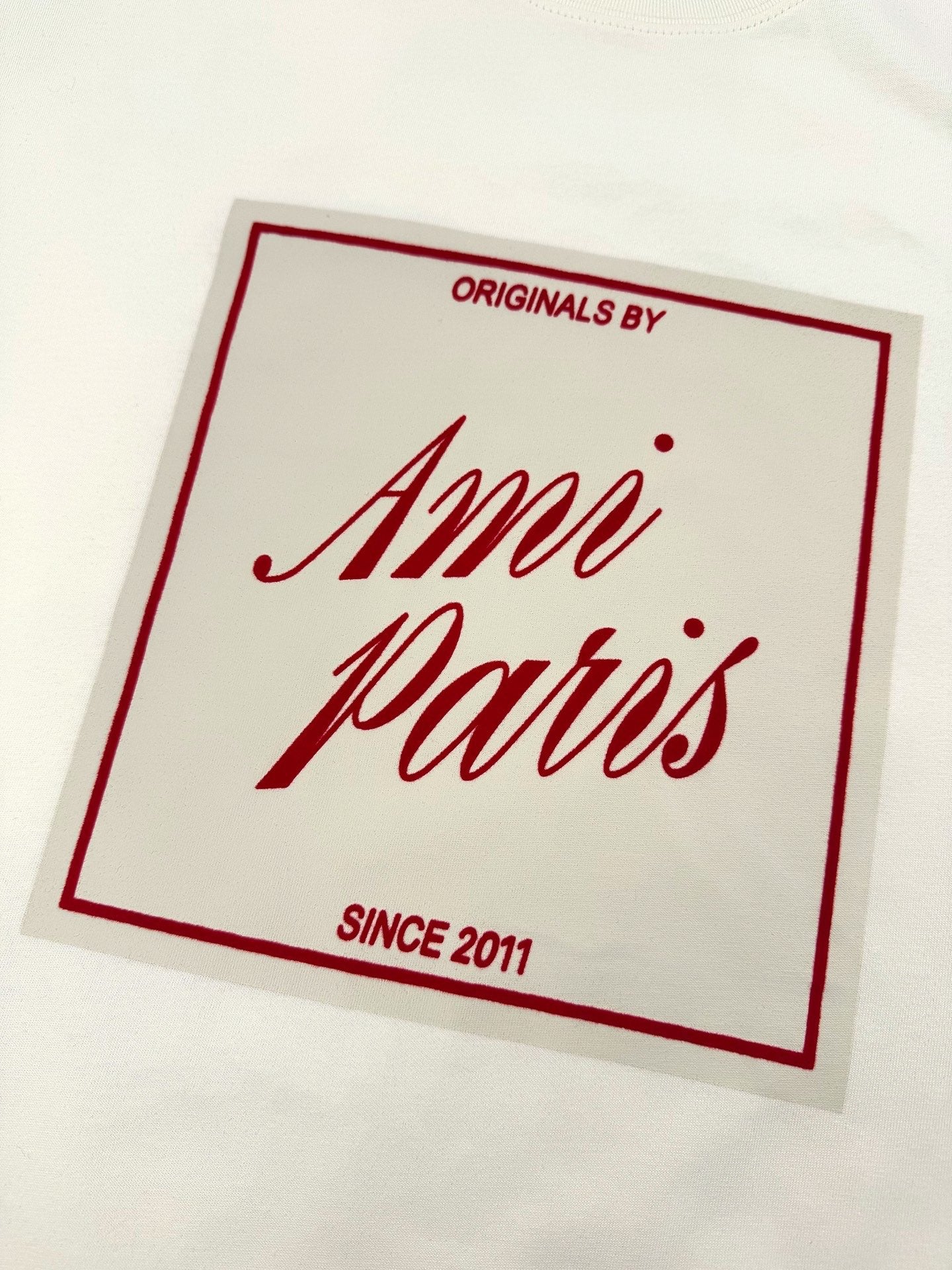 AMI Paris Graphic Patch T-Shirt — Ecru