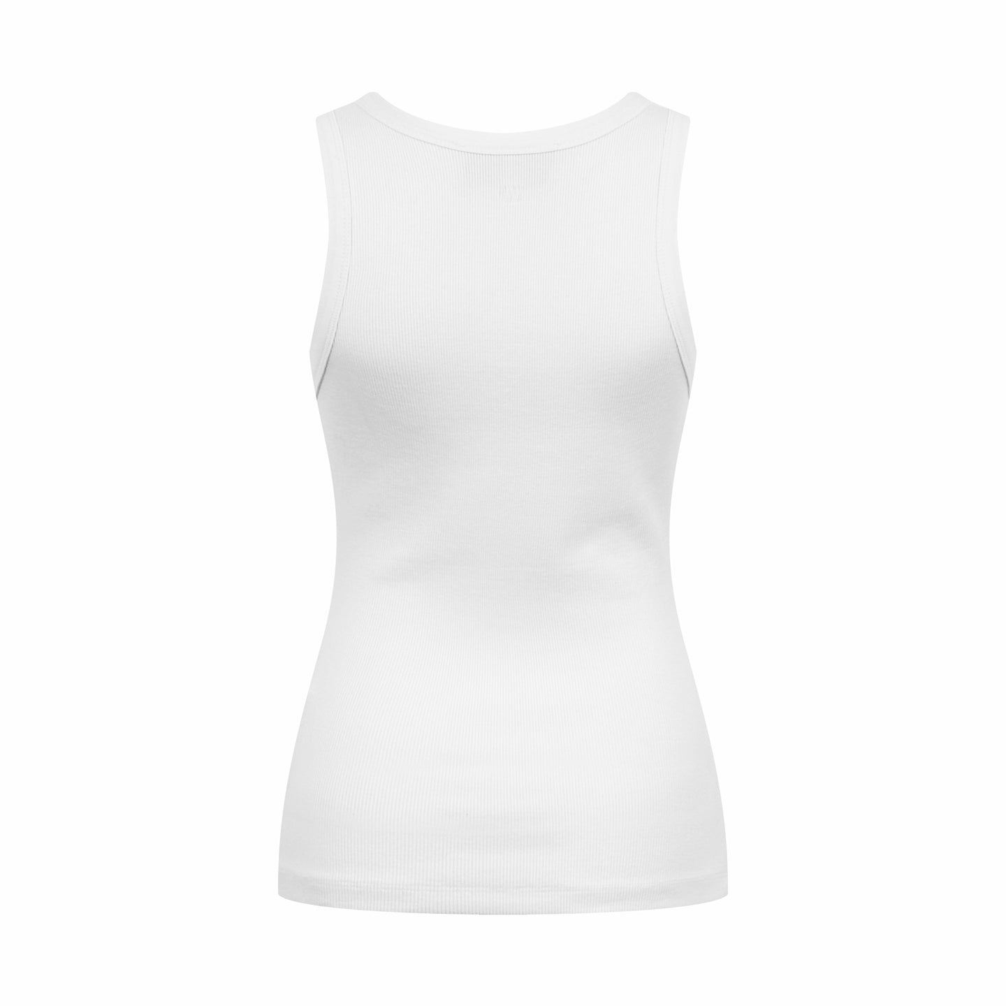 AMI Paris Ami de Cœur Ribbed Cotton Fitted Tank Top — White