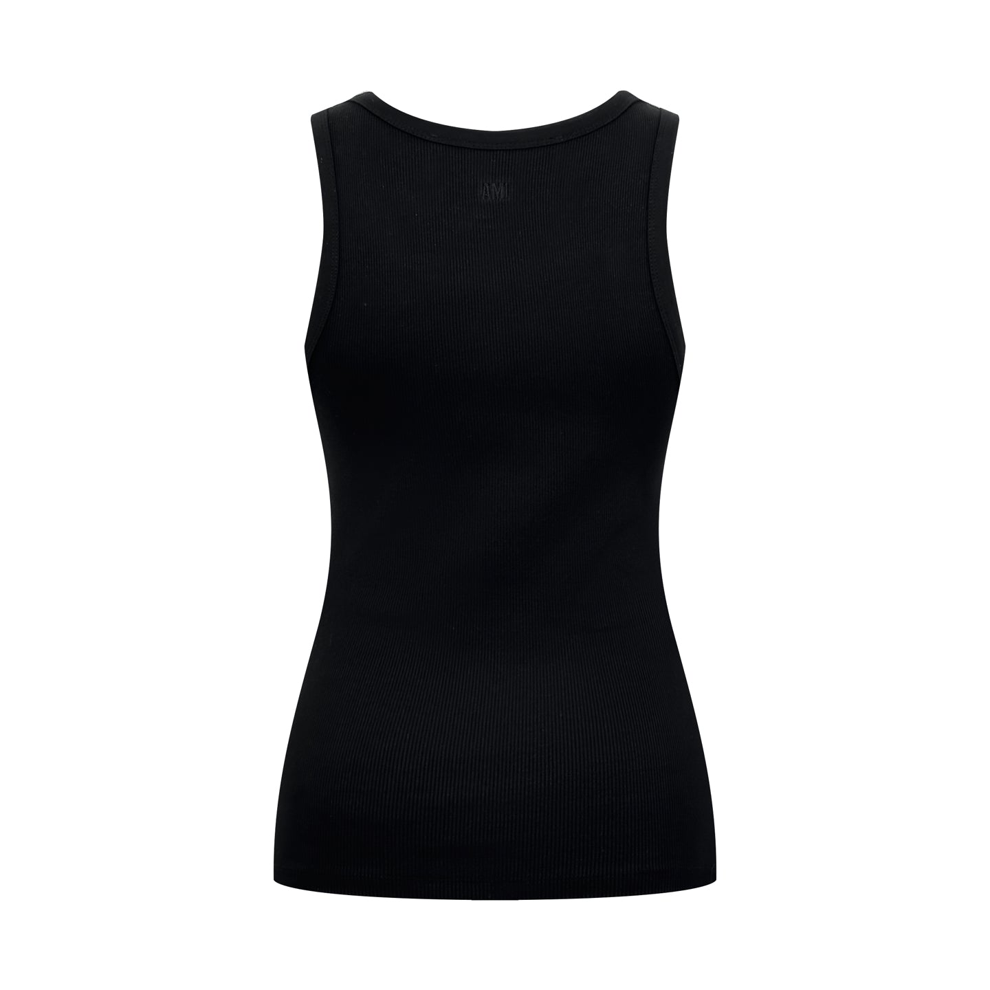 AMI Paris Ami de Cœur Ribbed Cotton Fitted Tank Top — Black