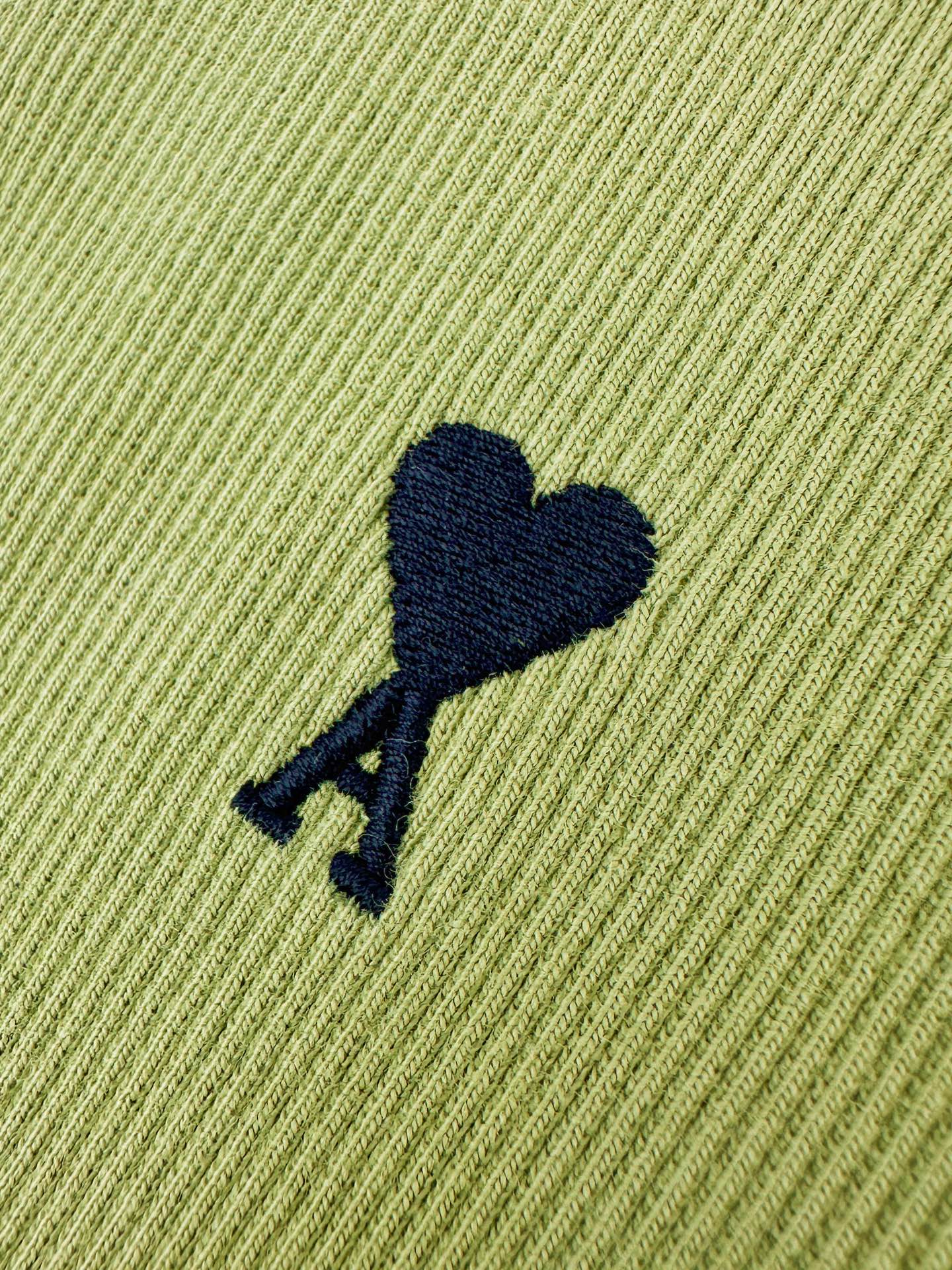 AMI Paris Ami de Cœur Ribbed Cotton Fitted Tank Top — Lime Green