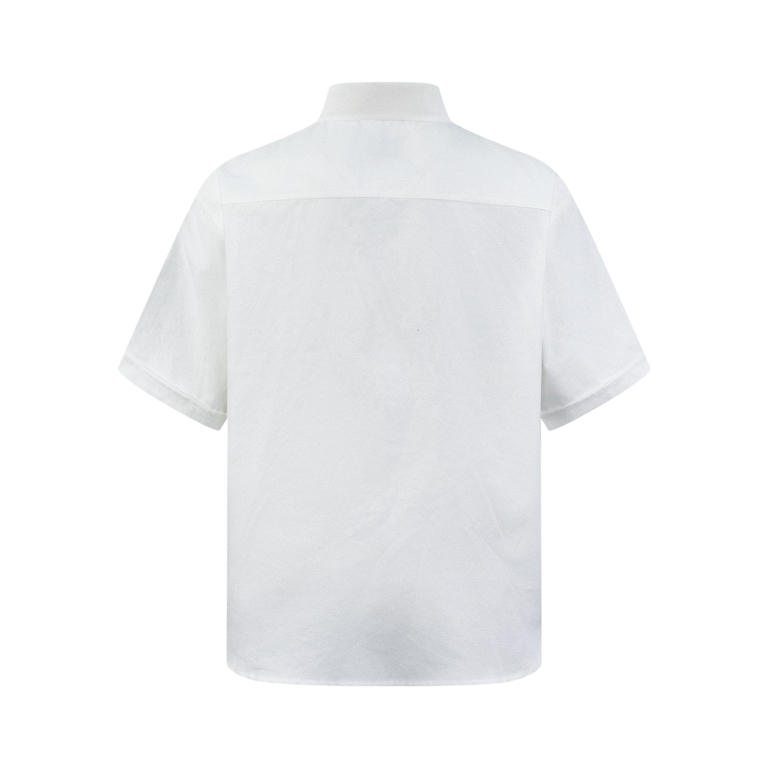 AMI Paris Ami de Cœur Poplin Cotton Short-Sleeve Shirt — White