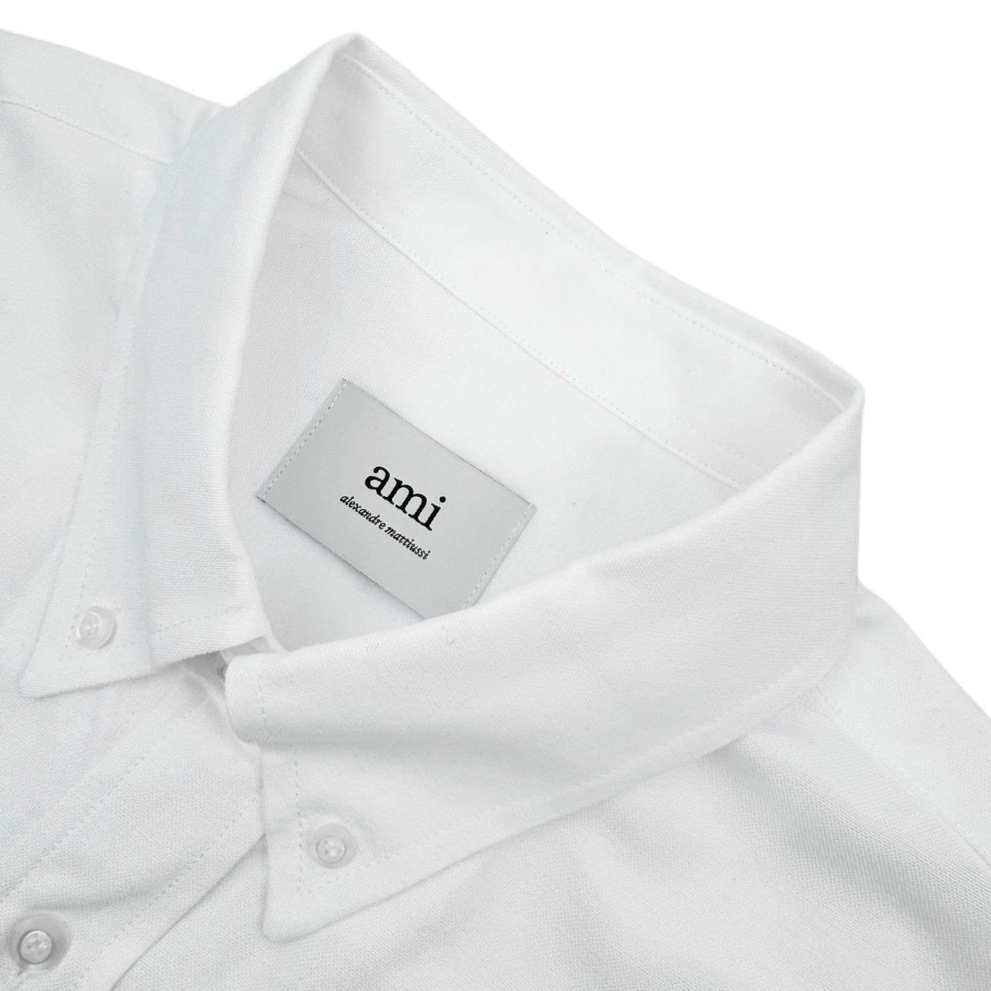 AMI Paris Ami de Cœur Poplin Cotton Short-Sleeve Shirt — White