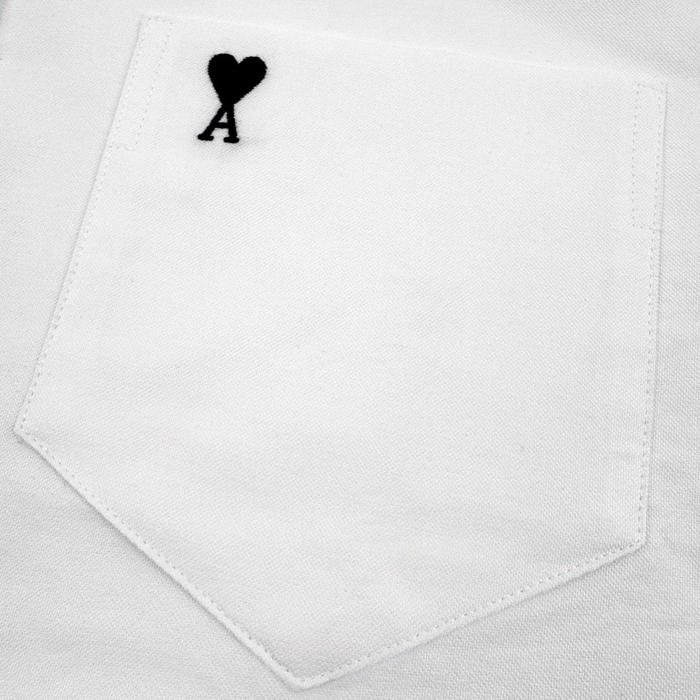 AMI Paris Ami de Cœur Oxford Cotton Short-Sleeve Shirt — White