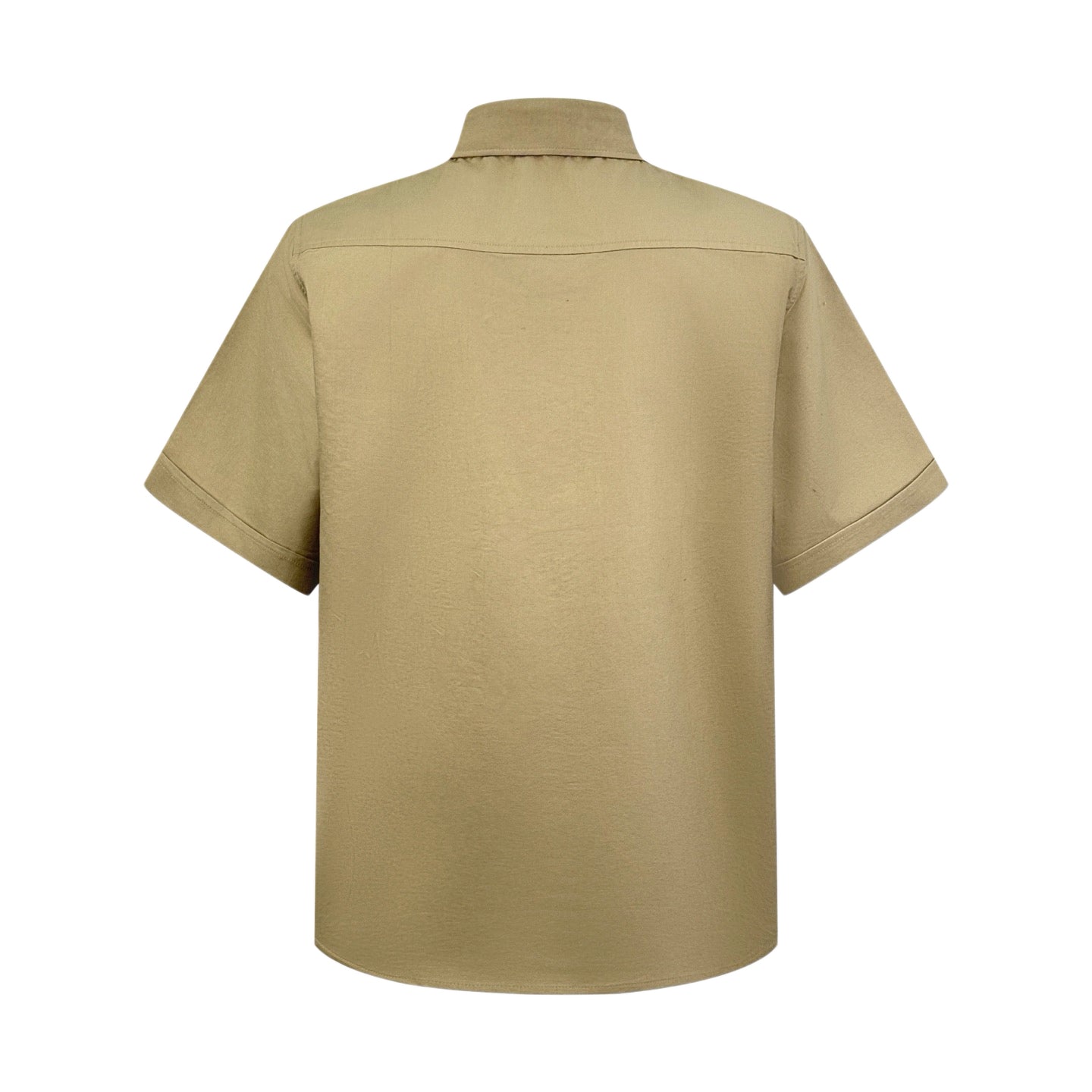 AMI Paris Ami de Cœur Oxford Cotton Short-Sleeve Shirt — Khaki