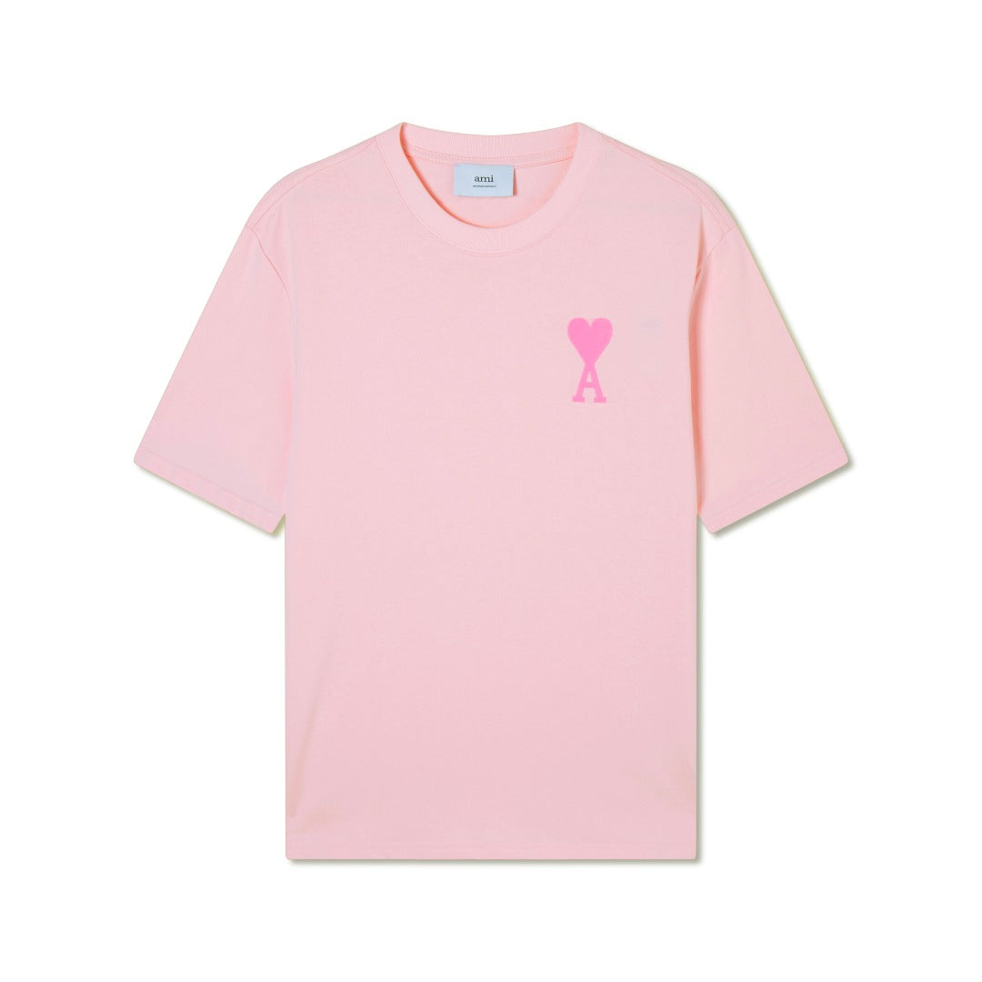 AMI Paris Ami de Cœur Tonal Cotton T-Shirt — Pink