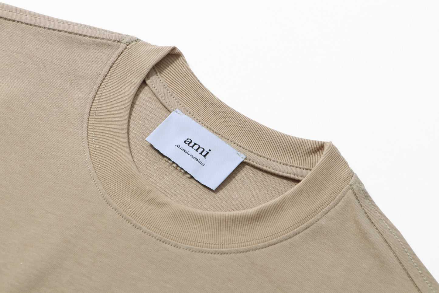 AMI Paris Ami de Cœur Tonal Cotton T-Shirt — Sand