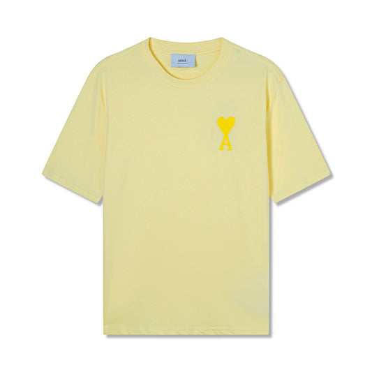 AMI Paris Ami de Cœur Tonal Cotton T-Shirt — Lemon Yellow