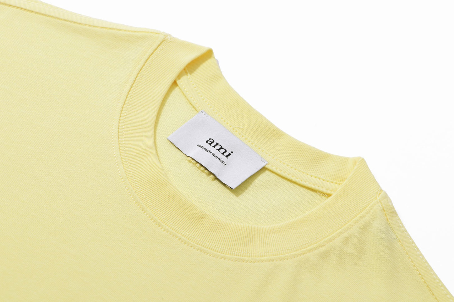 AMI Paris Ami de Cœur Tonal Cotton T-Shirt — Lemon Yellow