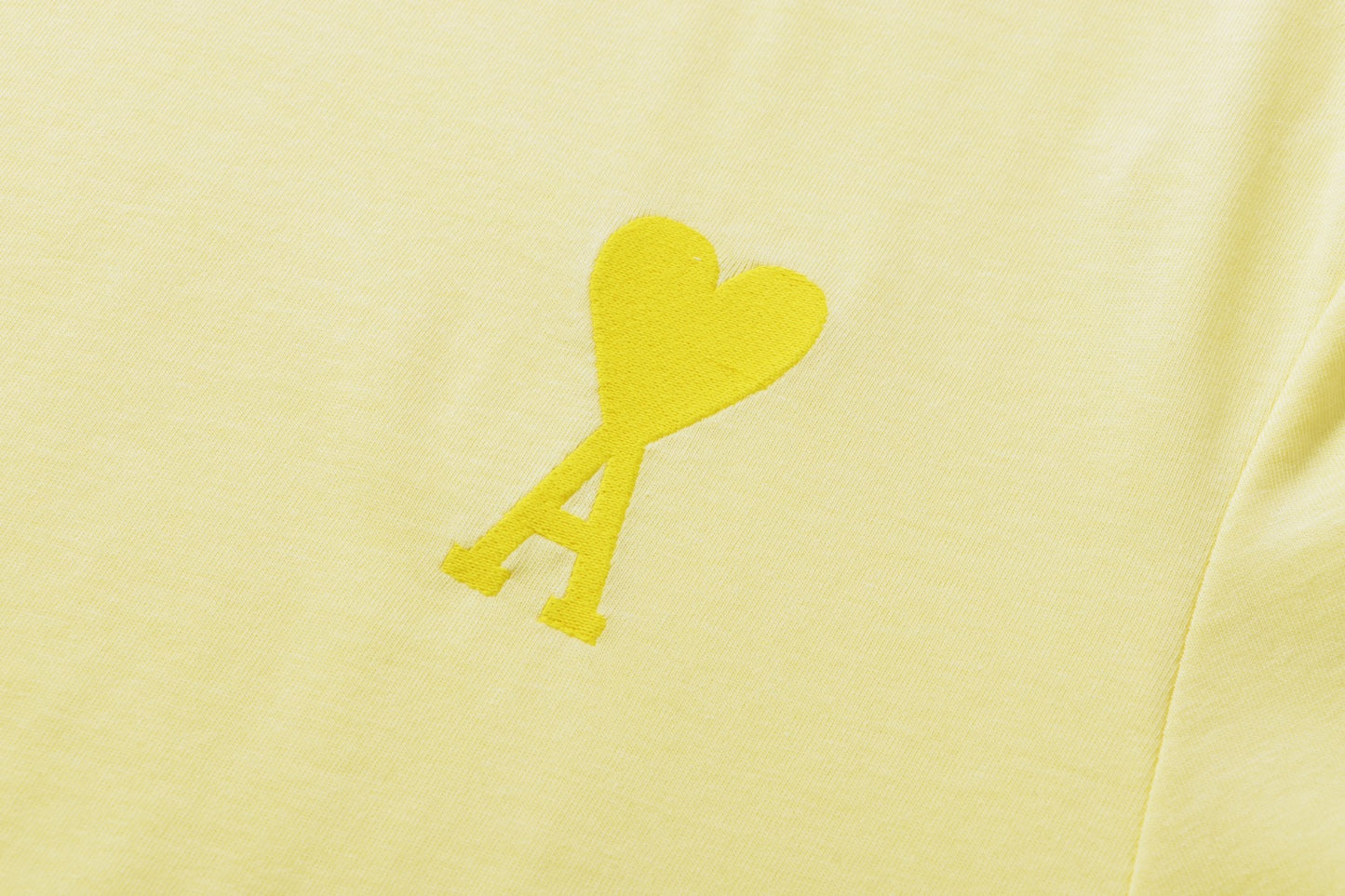 AMI Paris Ami de Cœur Tonal Cotton T-Shirt — Lemon Yellow