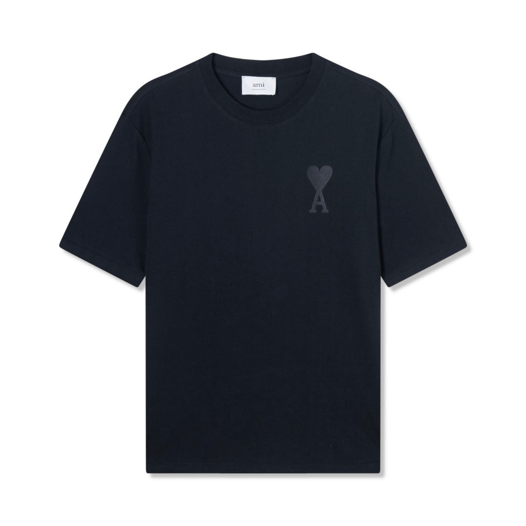AMI Paris Ami de Cœur Tonal Cotton T-Shirt — Black