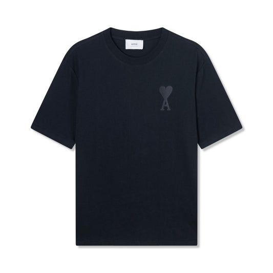 AMI Paris Ami de Cœur Tonal Cotton T-Shirt — Black