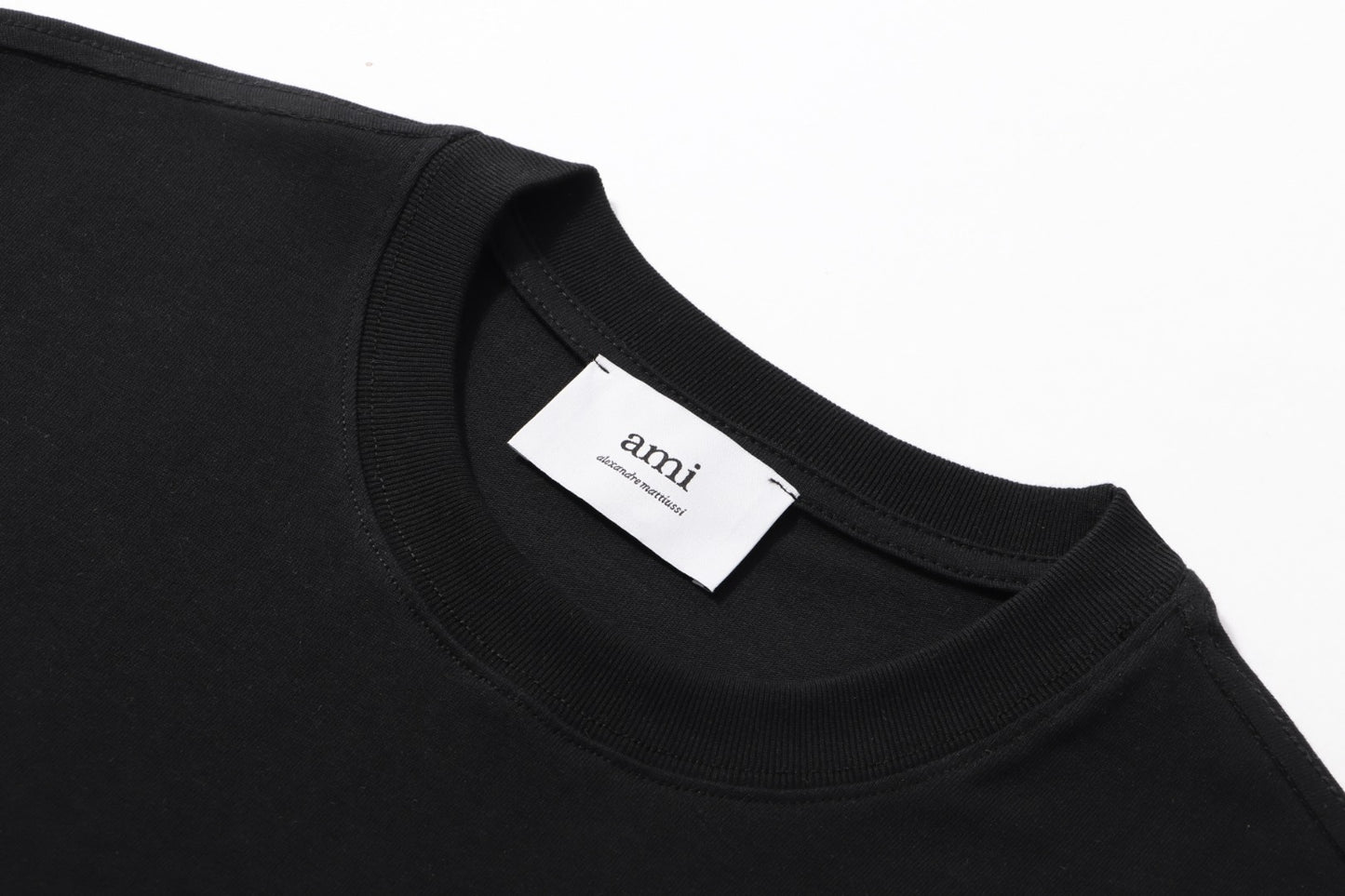 AMI Paris Ami de Cœur Tonal Cotton T-Shirt — Black