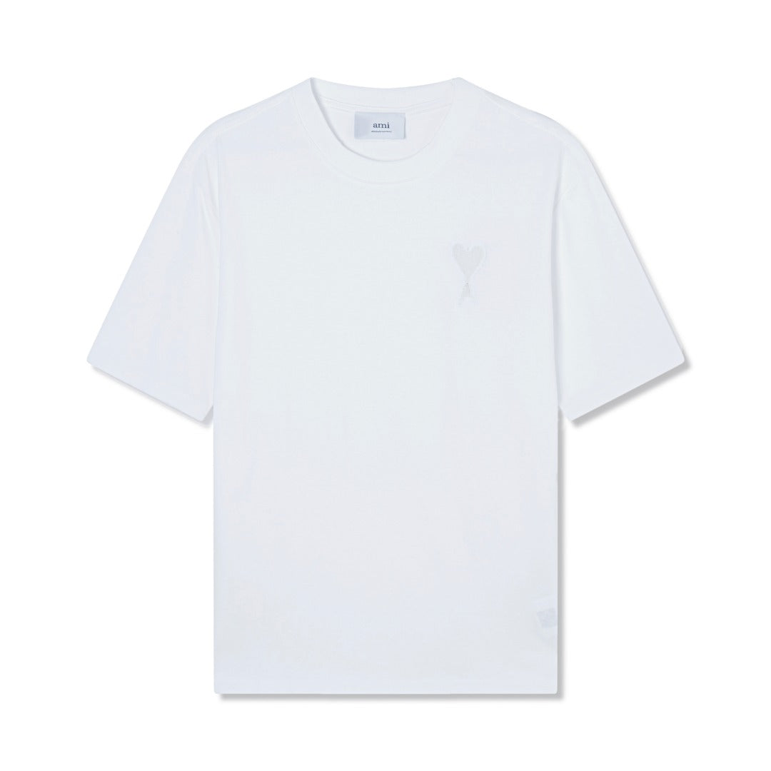 AMI Paris Ami de Cœur Tonal Cotton T-Shirt — White