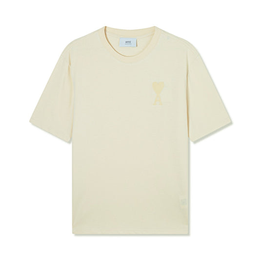 AMI Paris Ami de Cœur Oversized Tonal Logo Cotton T-Shirt — Cream
