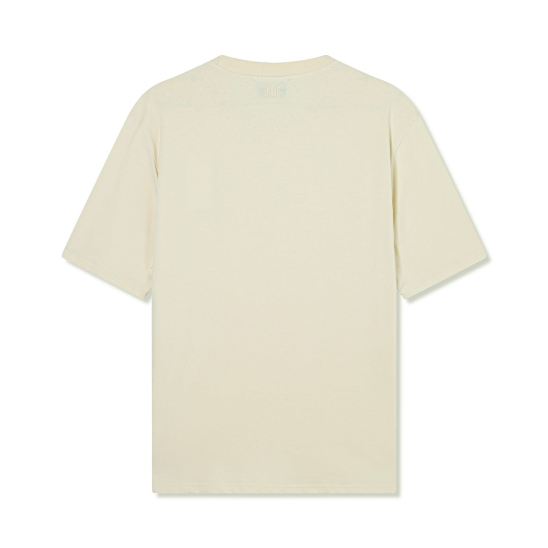 AMI Paris Ami de Cœur Oversized Tonal Logo Cotton T-Shirt — Cream