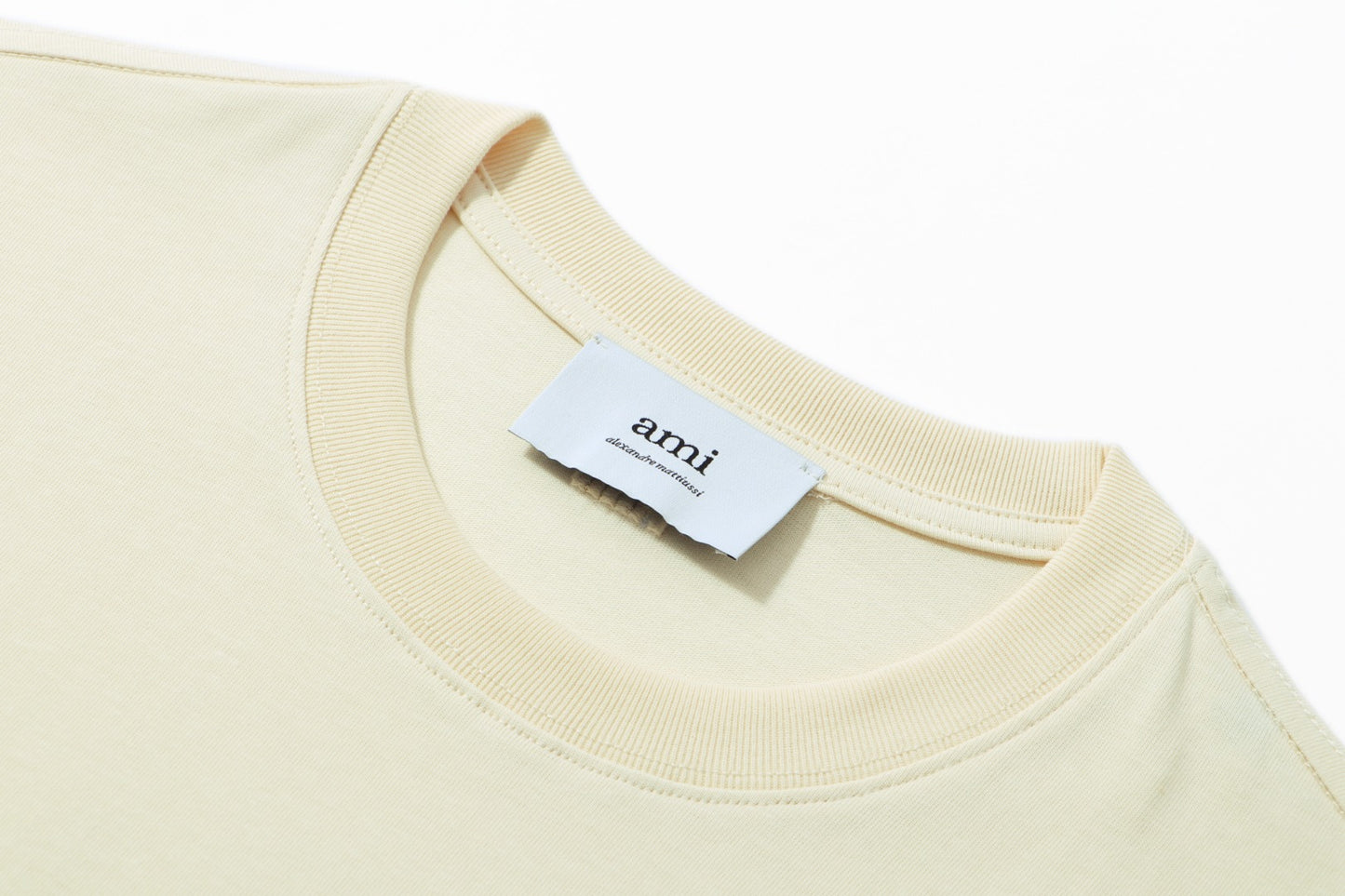 AMI Paris Ami de Cœur Oversized Tonal Logo Cotton T-Shirt — Cream