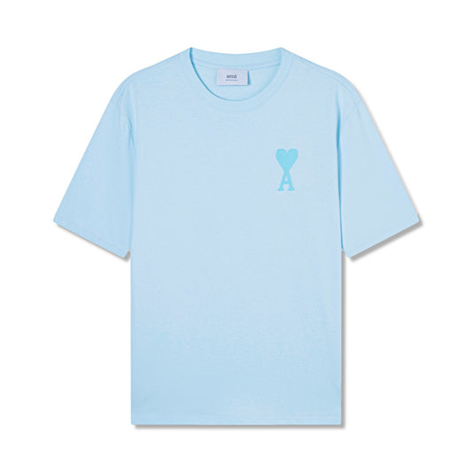 AMI Paris Ami de Cœur Oversized Tonal Logo Cotton T-Shirt — Sky Blue