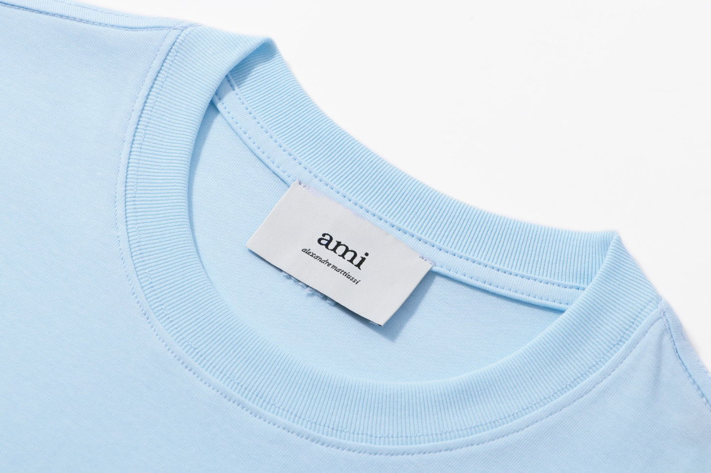 AMI Paris Ami de Cœur Oversized Tonal Logo Cotton T-Shirt — Sky Blue