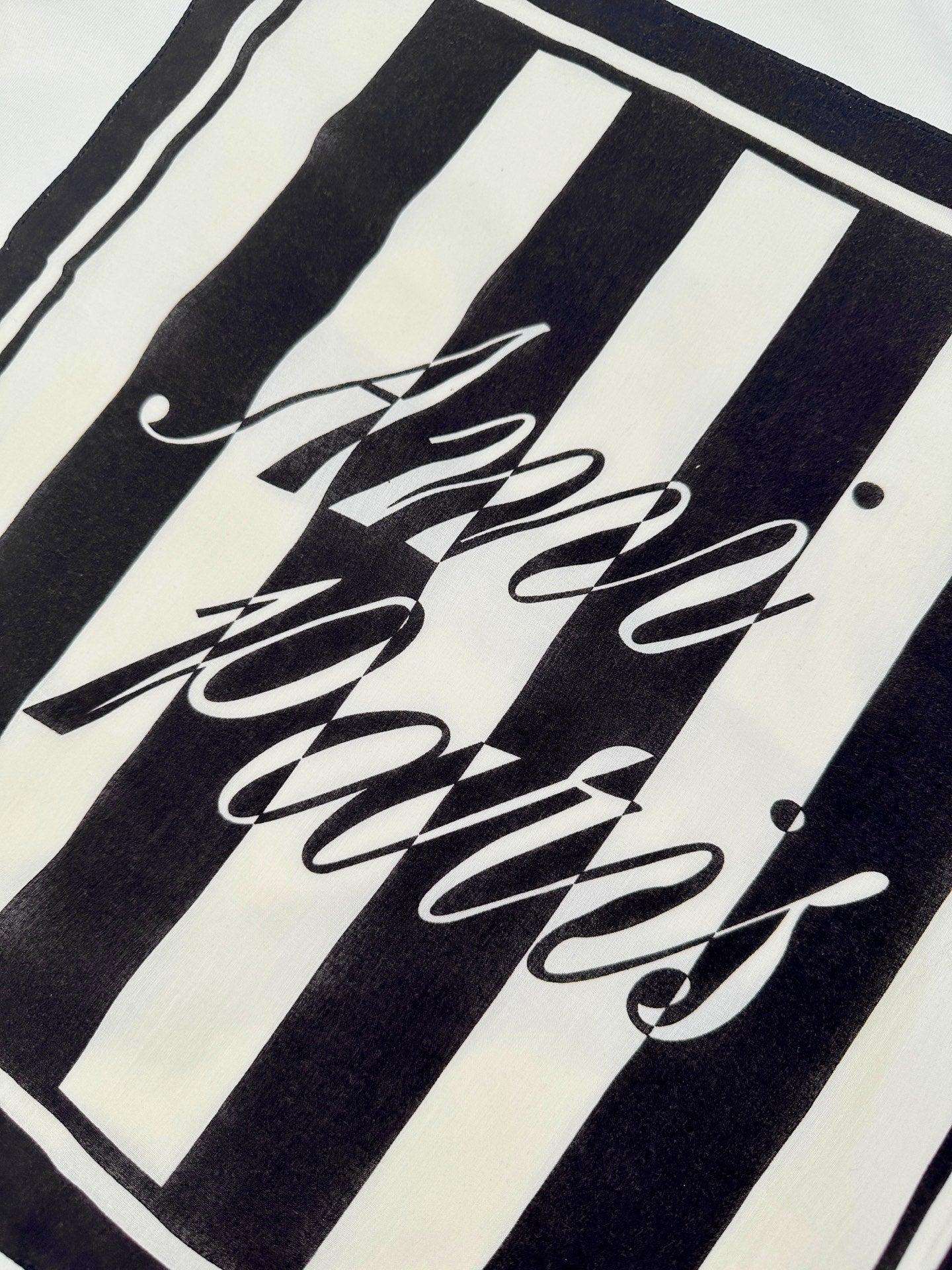 AMI Paris Striped Box Script Graphic T-Shirt — Ecru