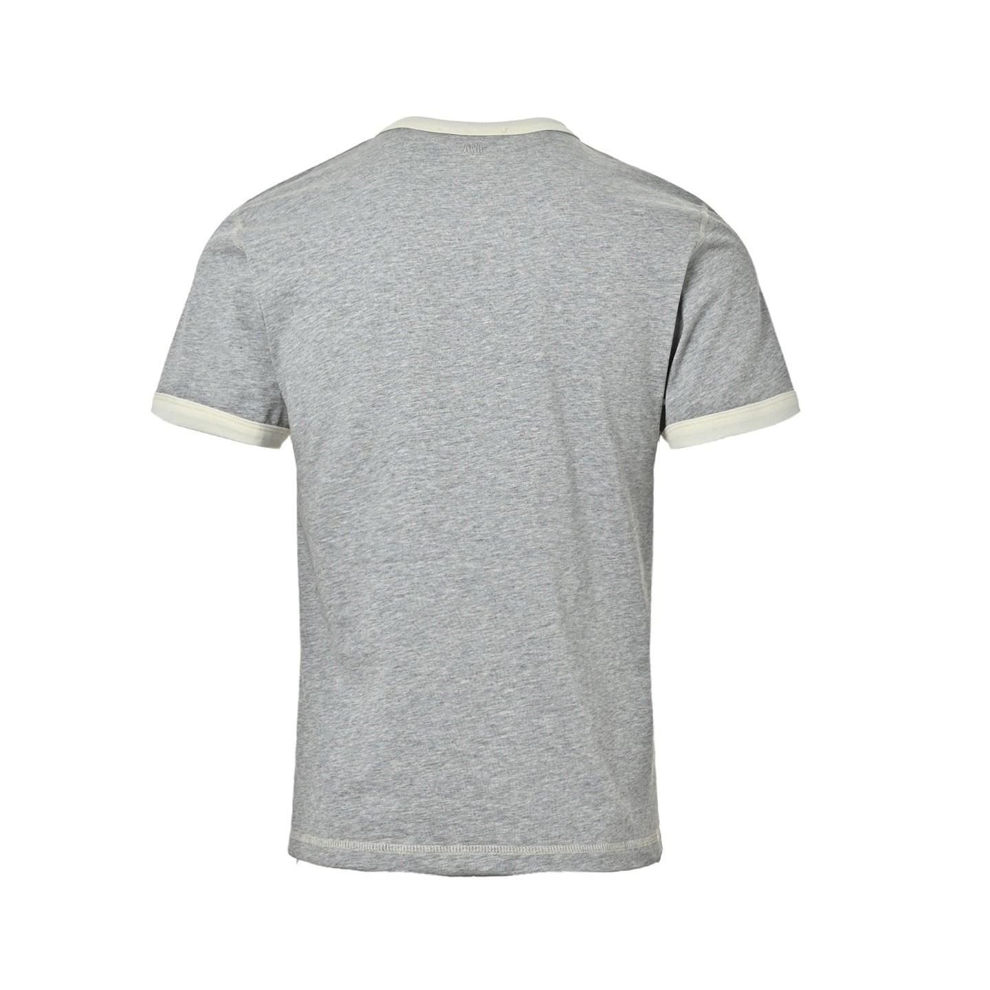 AMI Paris Bubble Letter Ringer Cotton T-Shirt — Grey Marl