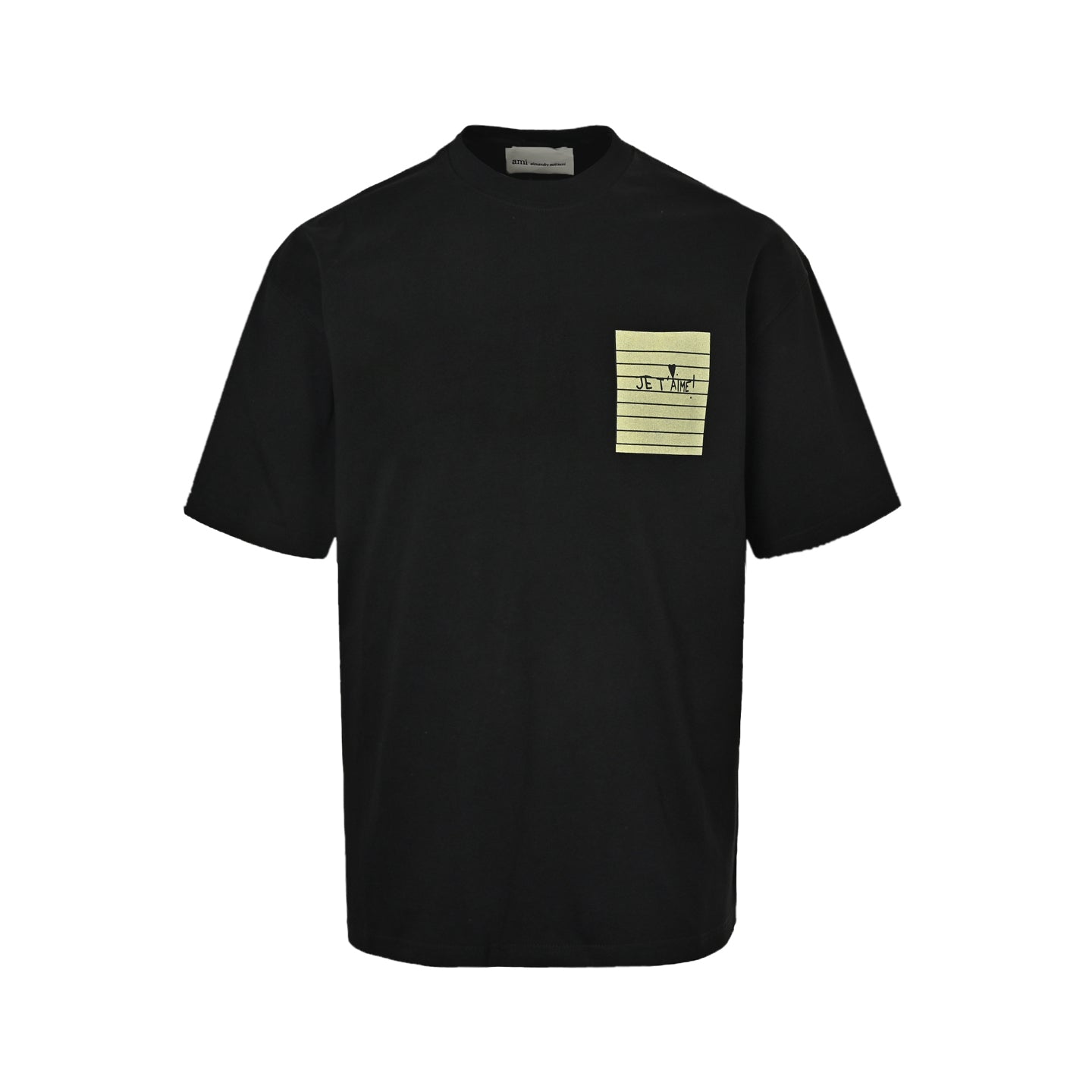 AMI Paris Je T’Aime Sticky Note Graphic T-Shirt — Black