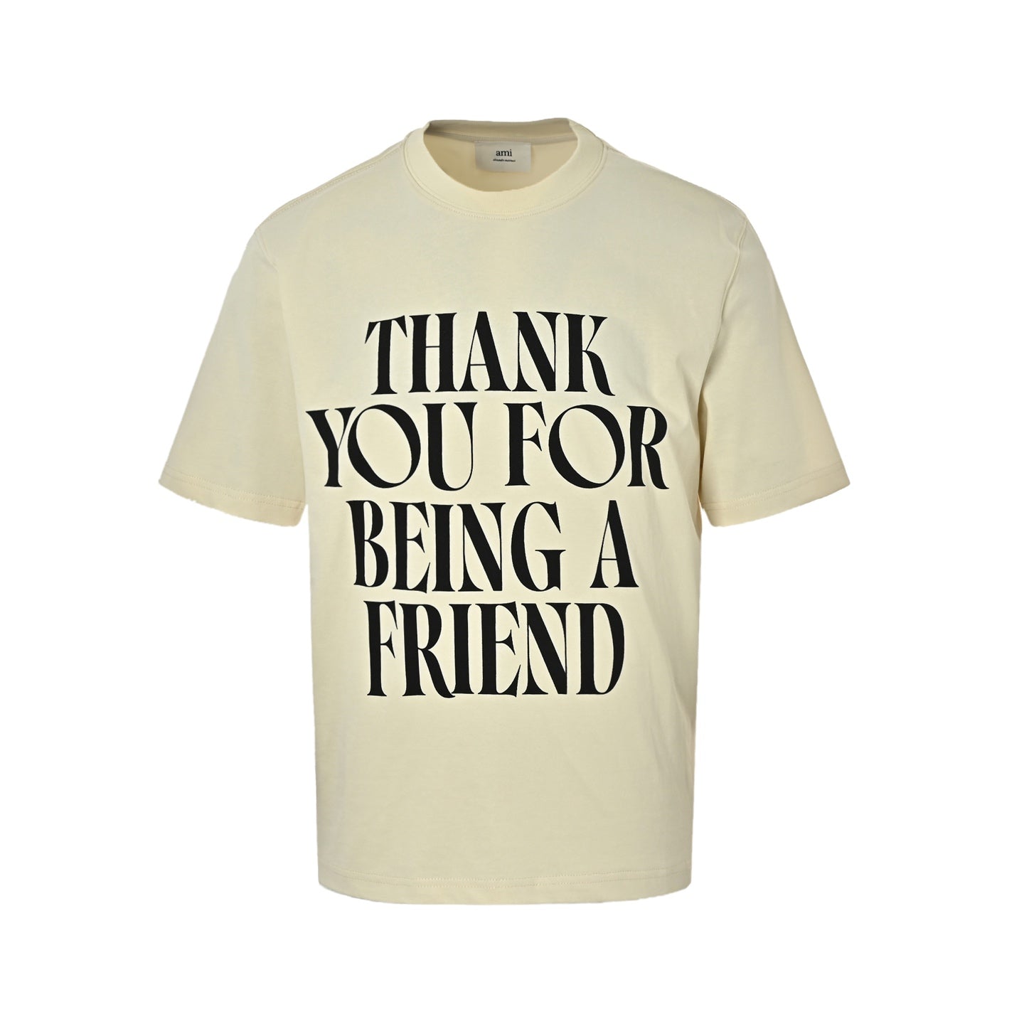 AMI Paris Thank You For Being A Friend Graphic T-Shirt — Cream